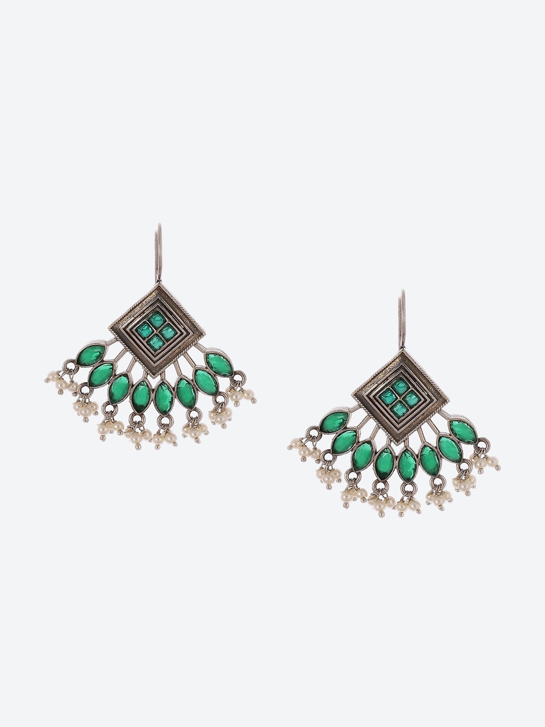 

Biba Silver Plated Contemporary Stone Studded Drop Earrings