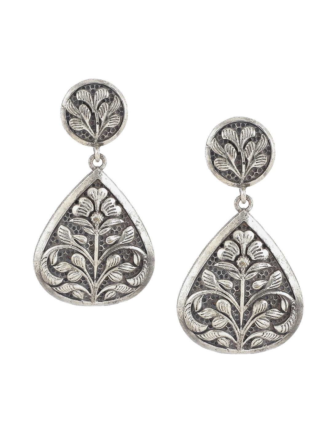 

Biba Silver-Plated Oxidised Contemporary Drop Earrings