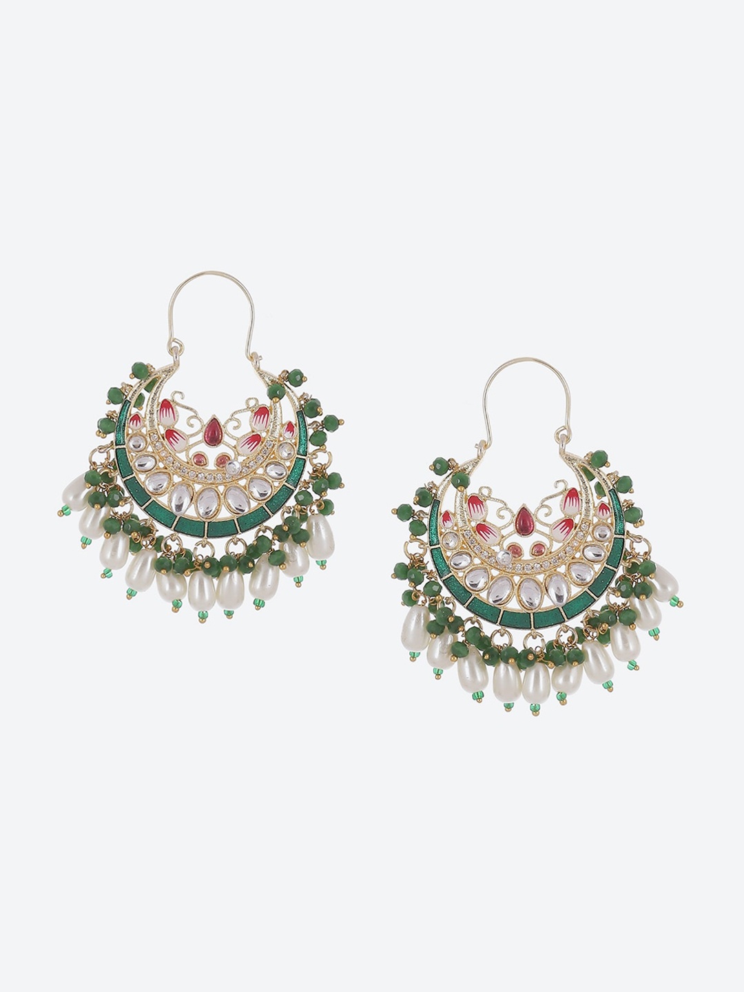 

Biba Gold Plated Contemporary Stone Studded Chandbalis Earrings