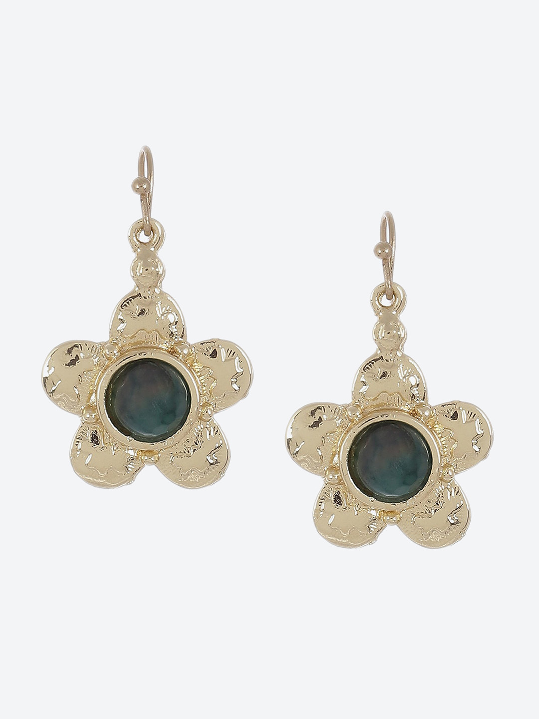 

Biba Gold-Plated Artificial Stones Contemporary Drop Earrings