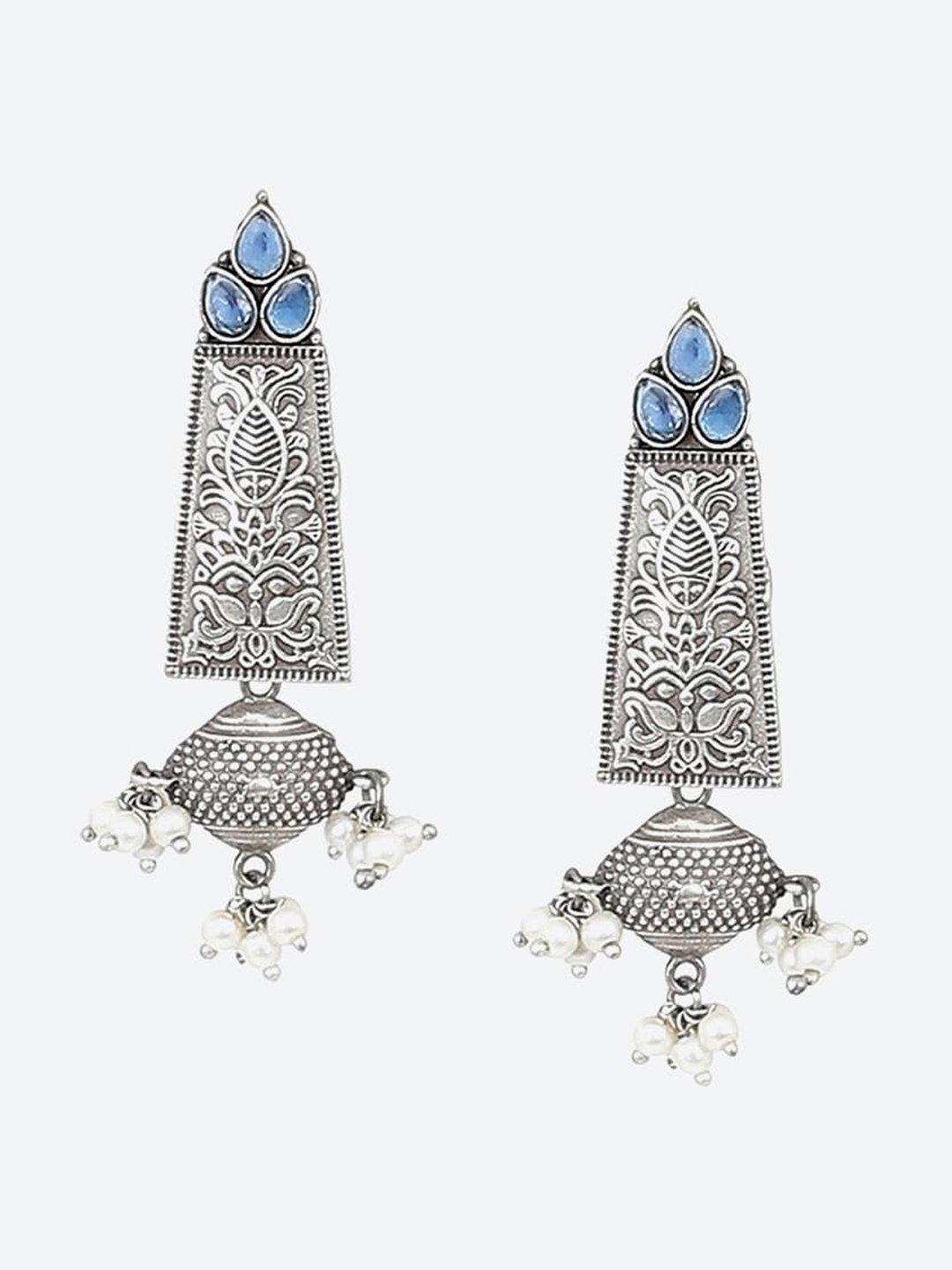 

Biba Contemporary Stone-Studded & Beaded Drop Earrings, Silver