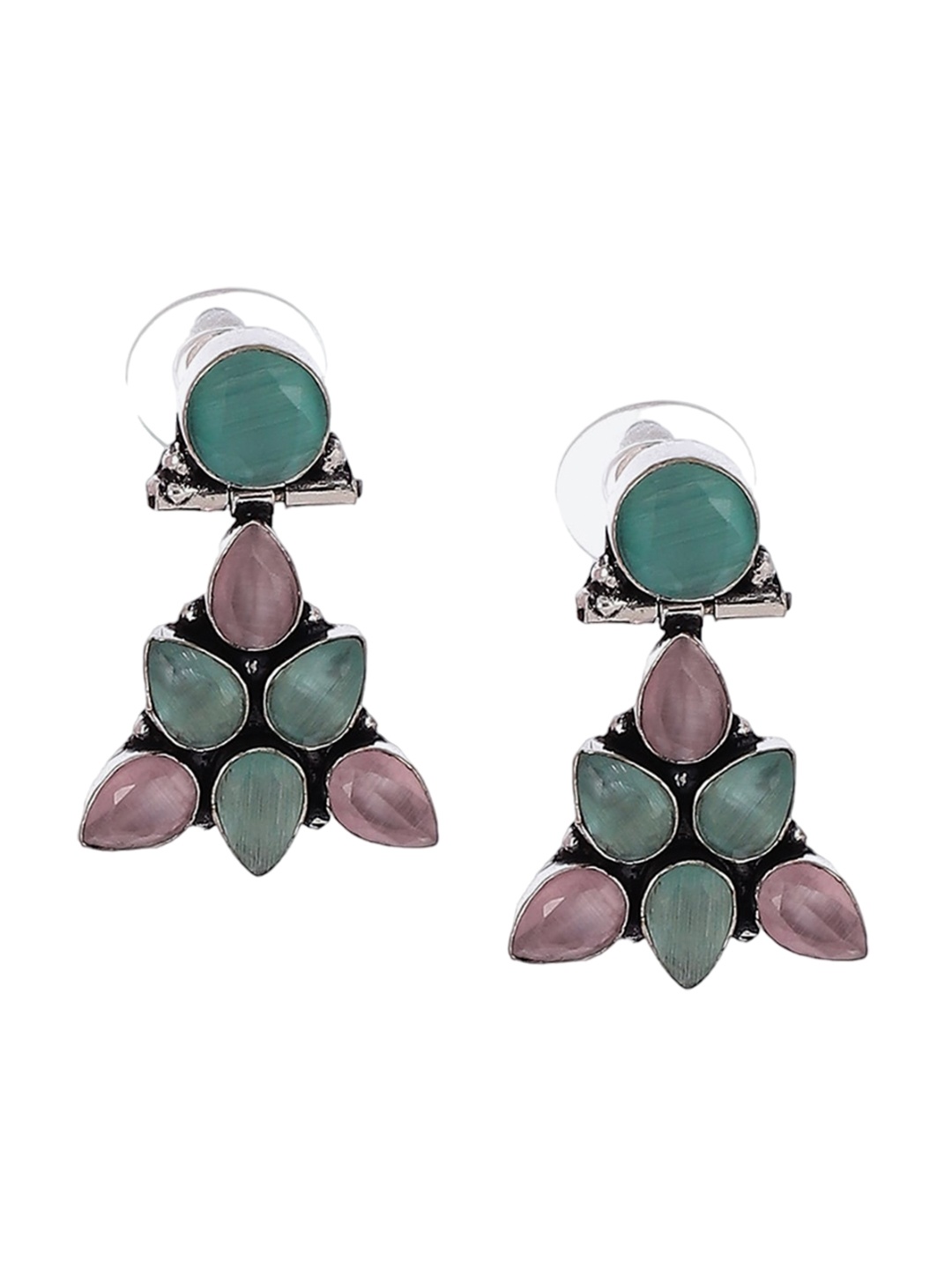 

Biba Silver Plated Contemporary Stone Studded Drop Earrings
