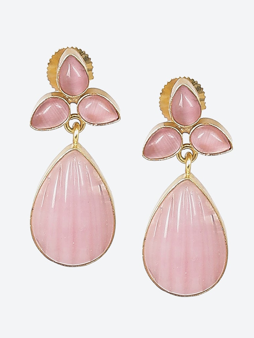 

Biba Gold Plated Stone Studded Contemporary Drop Earrings