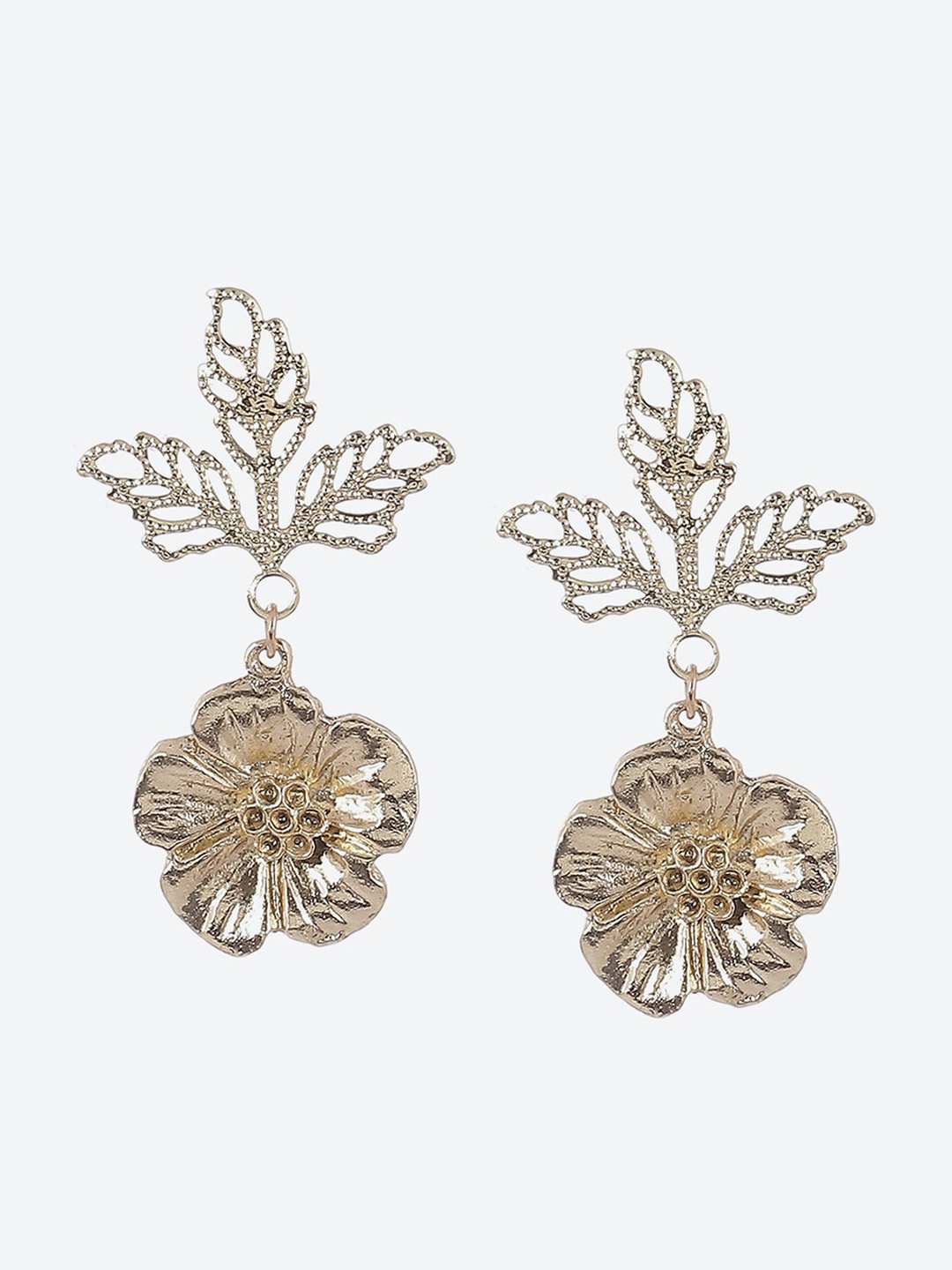 

Biba Gold-Plated Stone-Studded Floral Drop Earrings