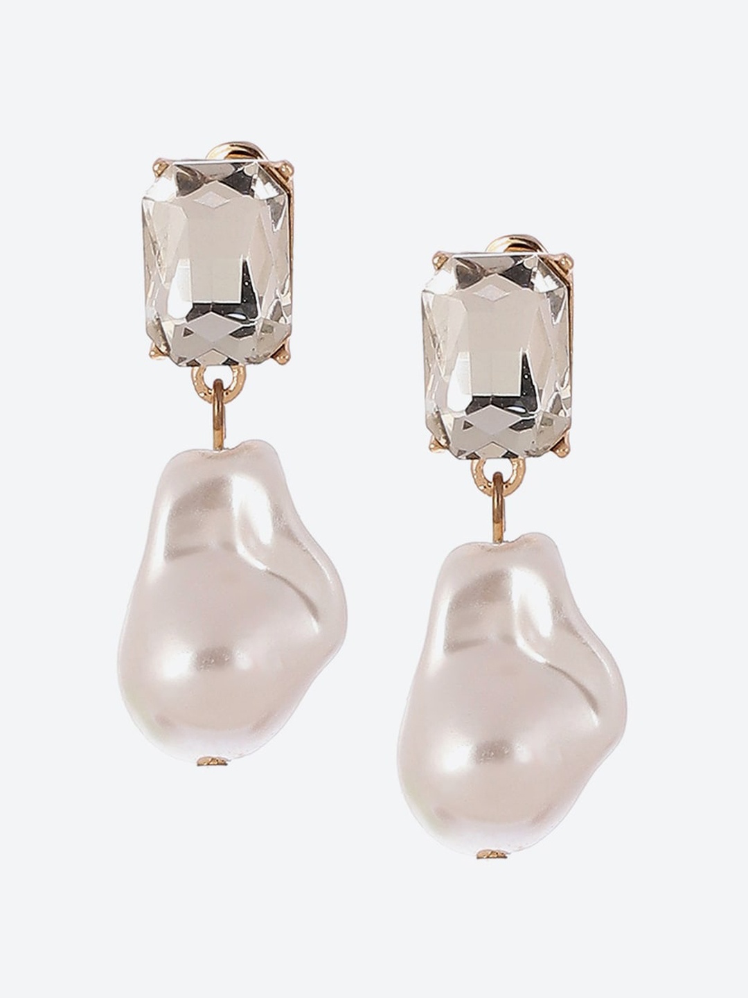 

Biba Gold Plated Contemporary Stone Studded Drop Earrings, Silver