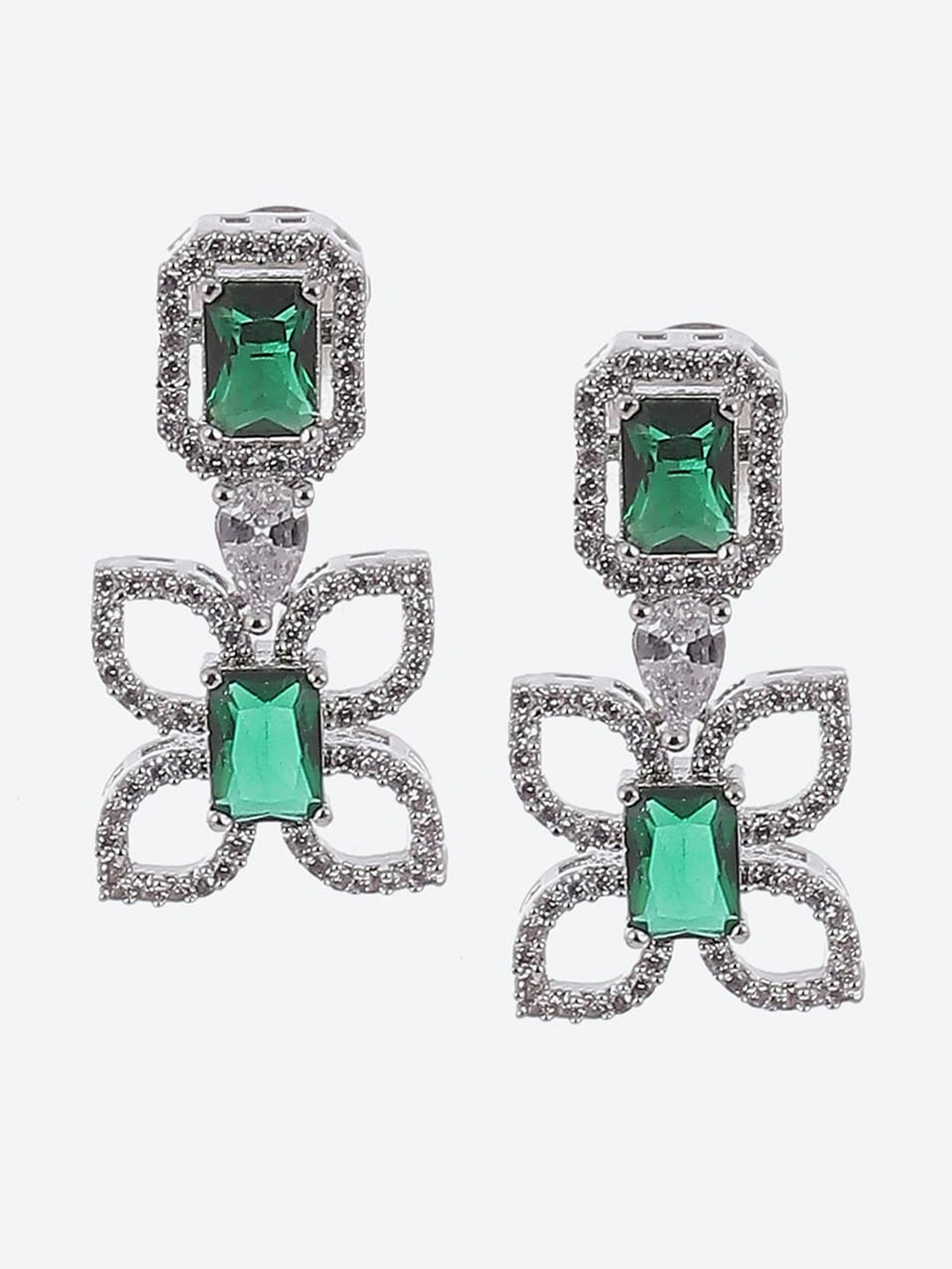 

Biba Silver Plated Contemporary Stone Studded Drop Earrings