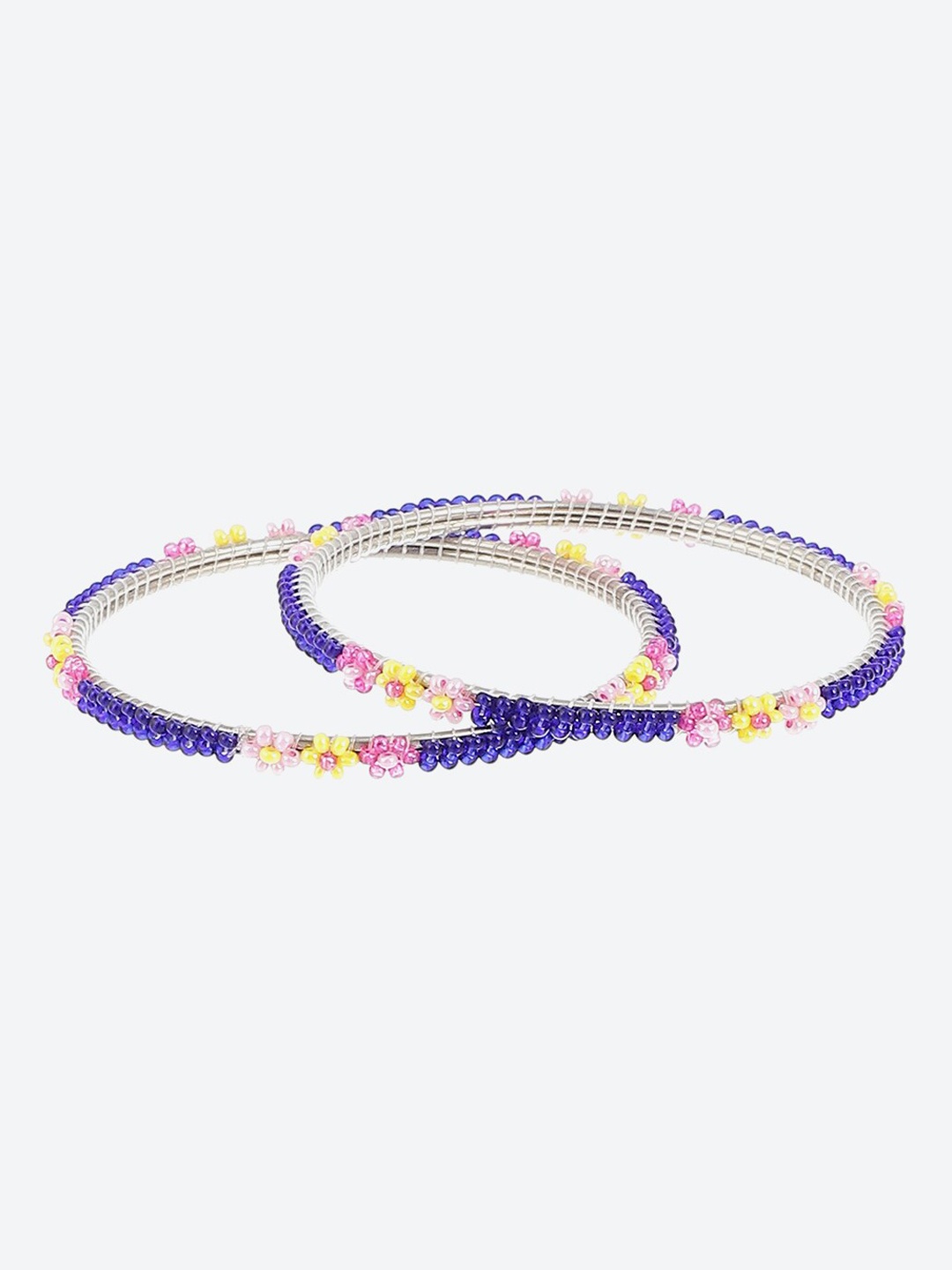 

Biba Set Of 2 Silver Plated Beaded Bangles