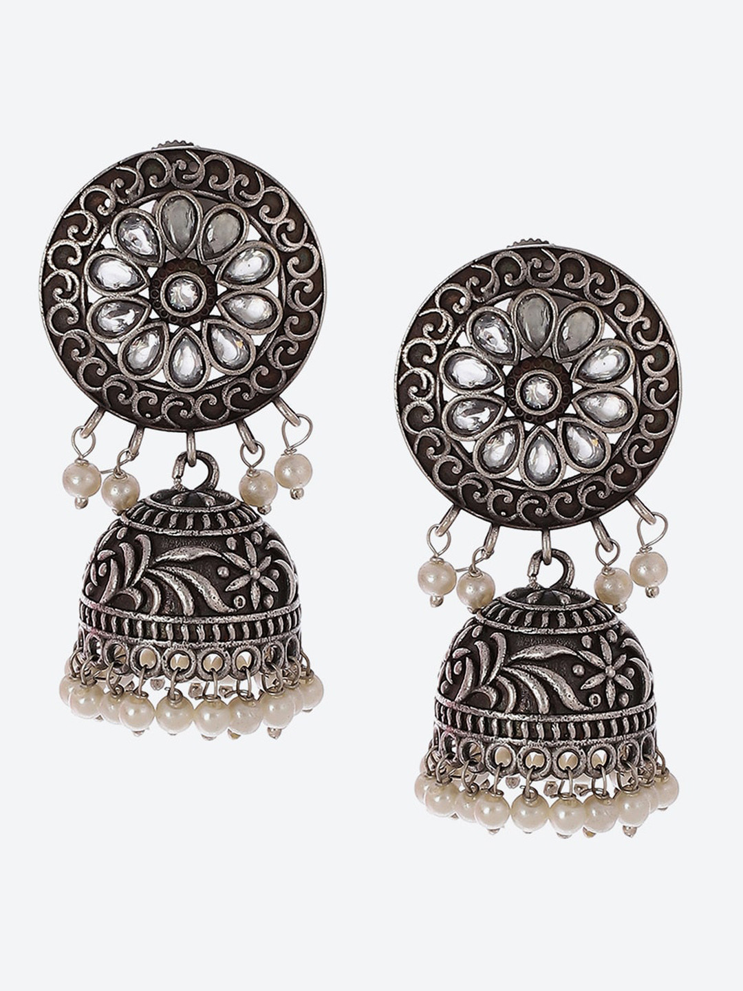 

Biba Contemporary Jhumkas Earrings, White