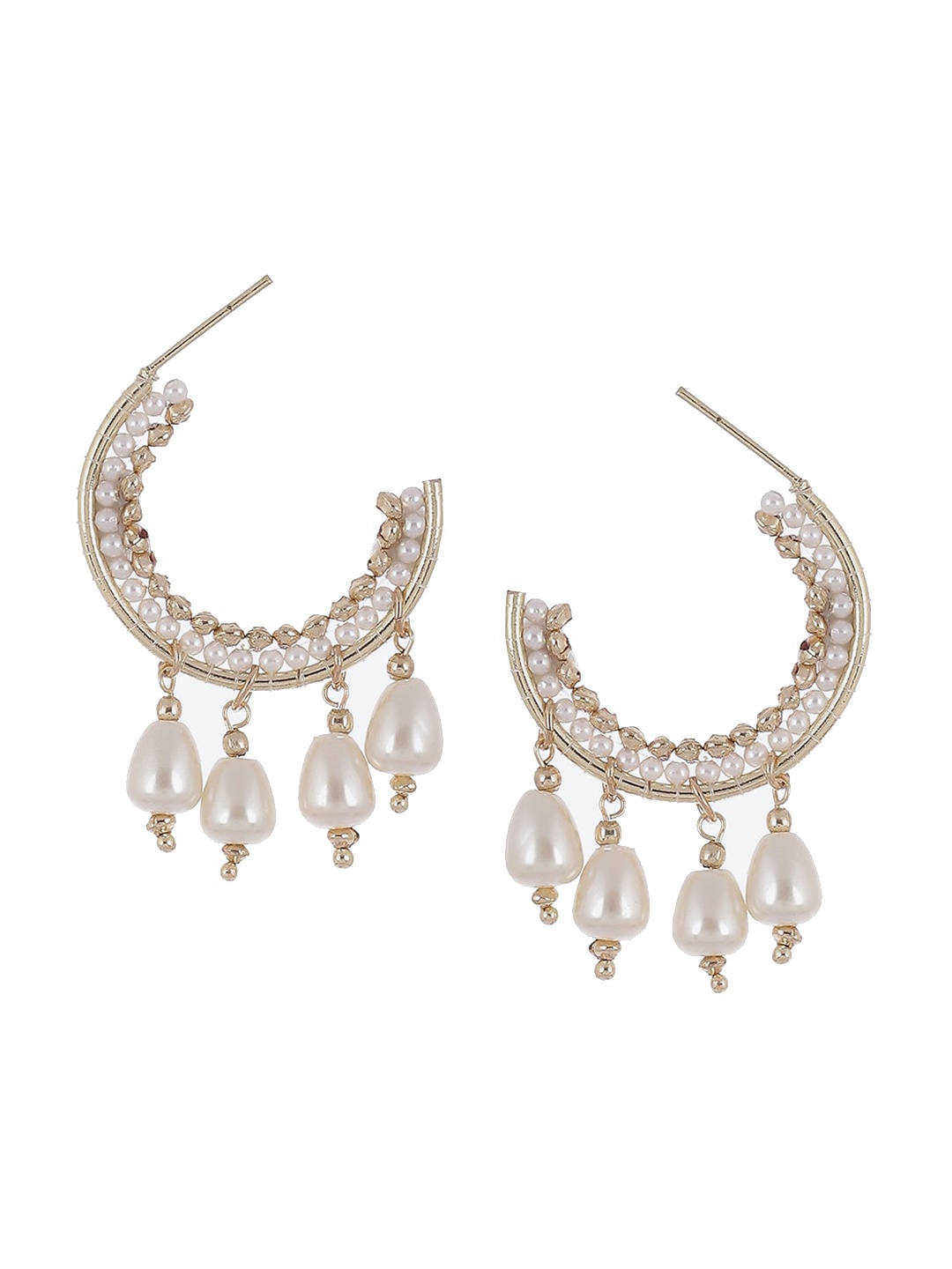 

Biba Contemporary Artificial Beads Half Hoop Earrings, Gold