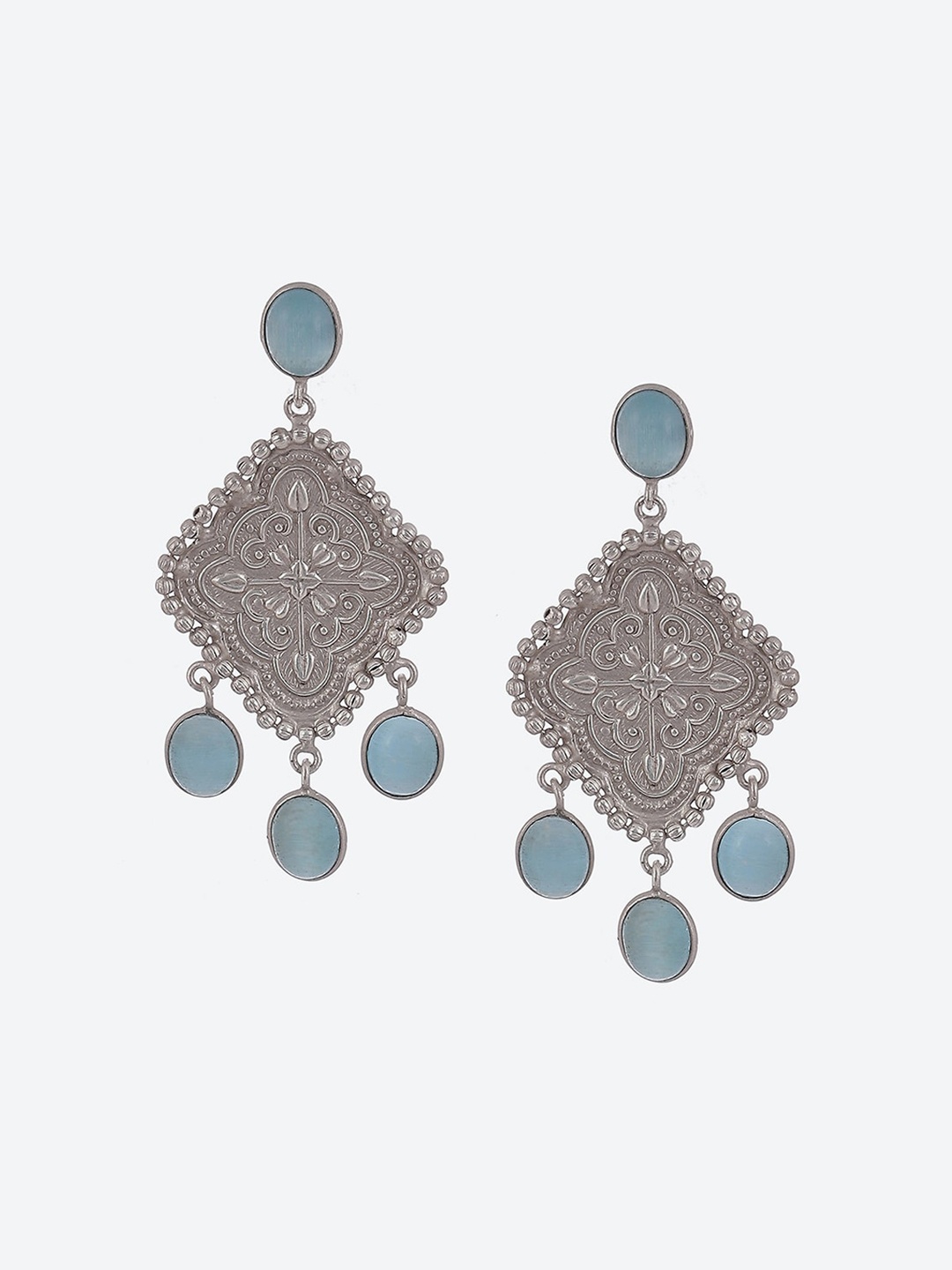 

Biba Silver-Plated Artificial Stones Contemporary Drop Earrings, Blue