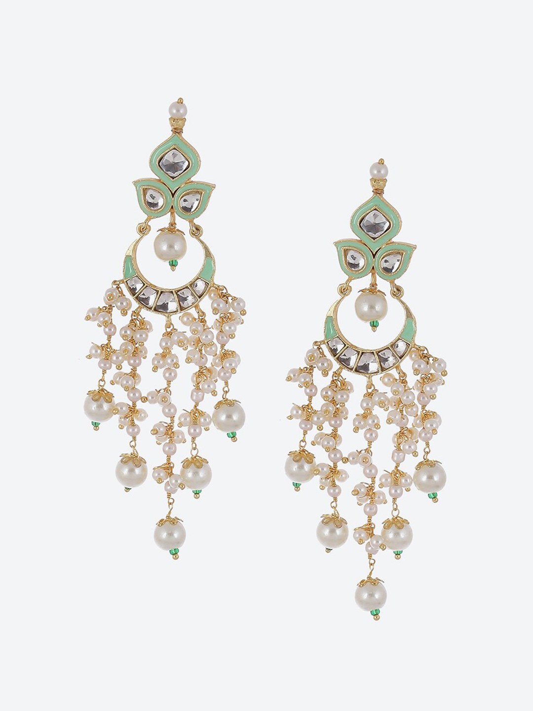 

Biba Gold Plated Contemporary Stone Studded Chandbalis Earrings