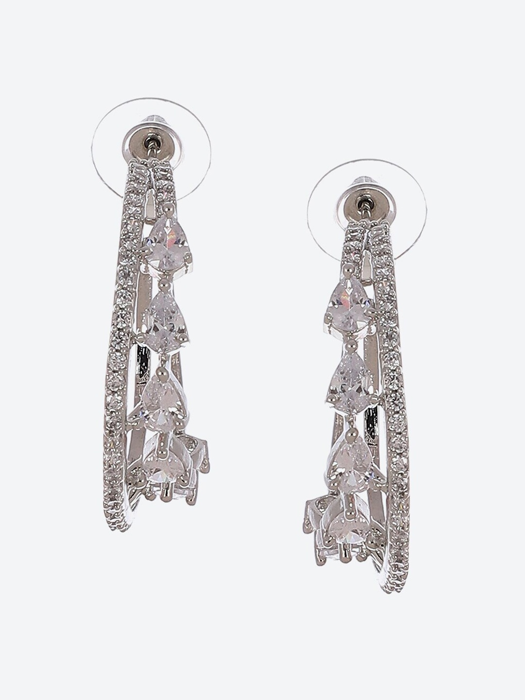 

Biba Contemporary Stone-Studded Drop Earrings, Silver