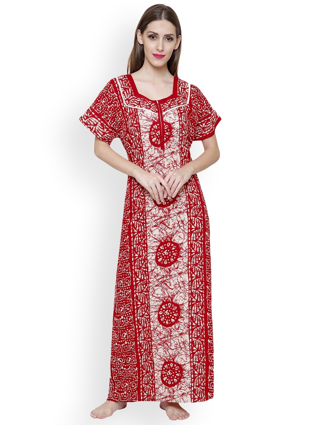 

Secret Wish Red & White Printed Maxi Nightdress NT-E84-421