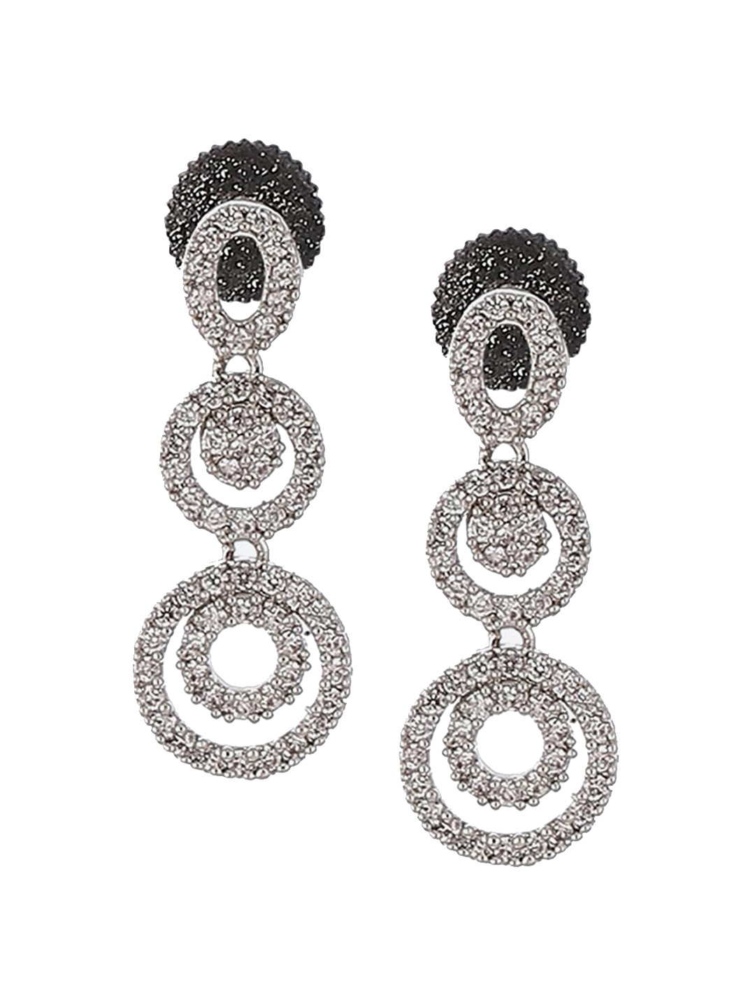 

Biba Silver-Plated Artificial Stones Contemporary Drop Earrings