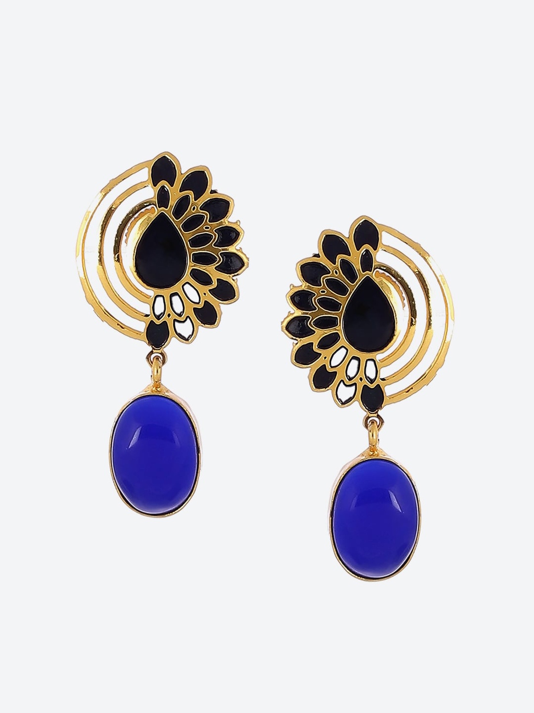 

Biba Gold-Plated Stone-Studded Contemporary Drop Earrings