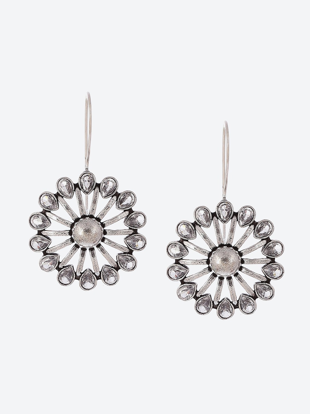 

Biba Silver-Plated Artificial Stones Contemporary Drop Earrings