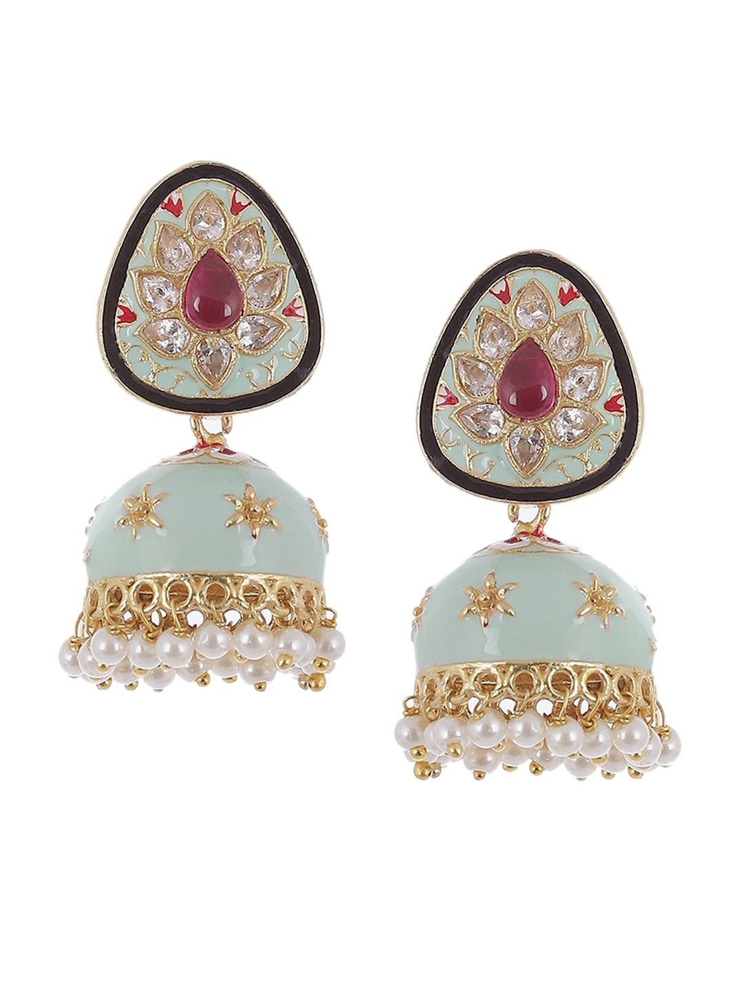 

Biba Gold Plated Contemporary Stone Studded Jhumkas Earrings