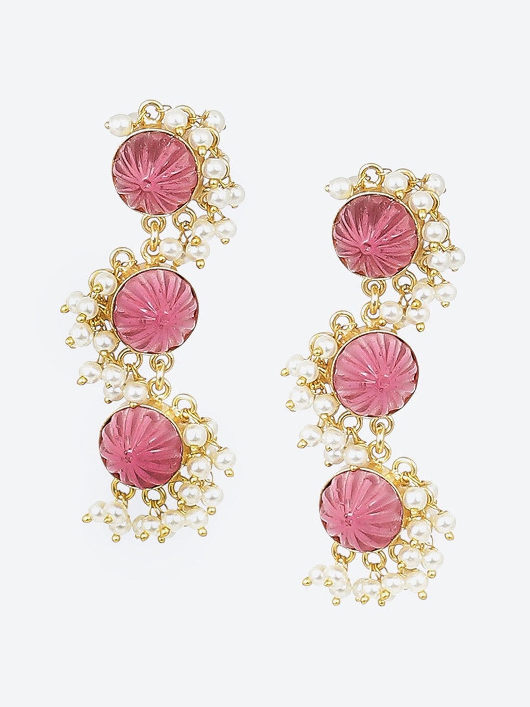 

Biba Gold Plated Contemporary Stone Studded Drop Earrings