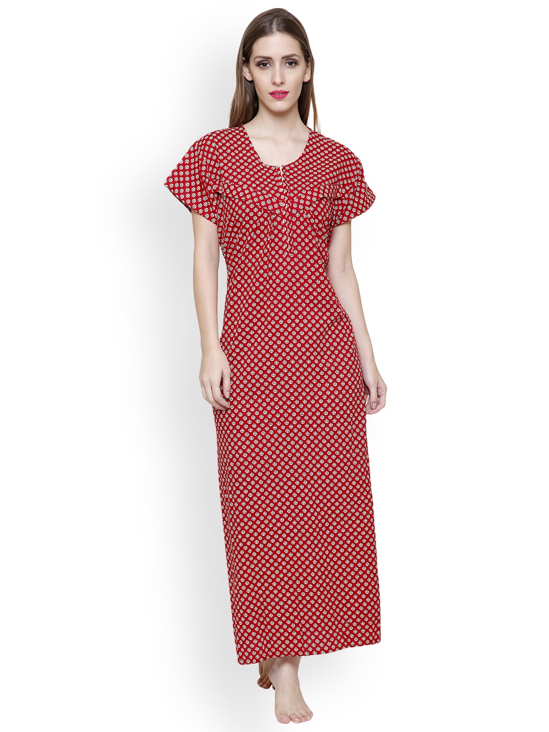 

Secret Wish Red Printed Maxi Nightdress NT-E82-416