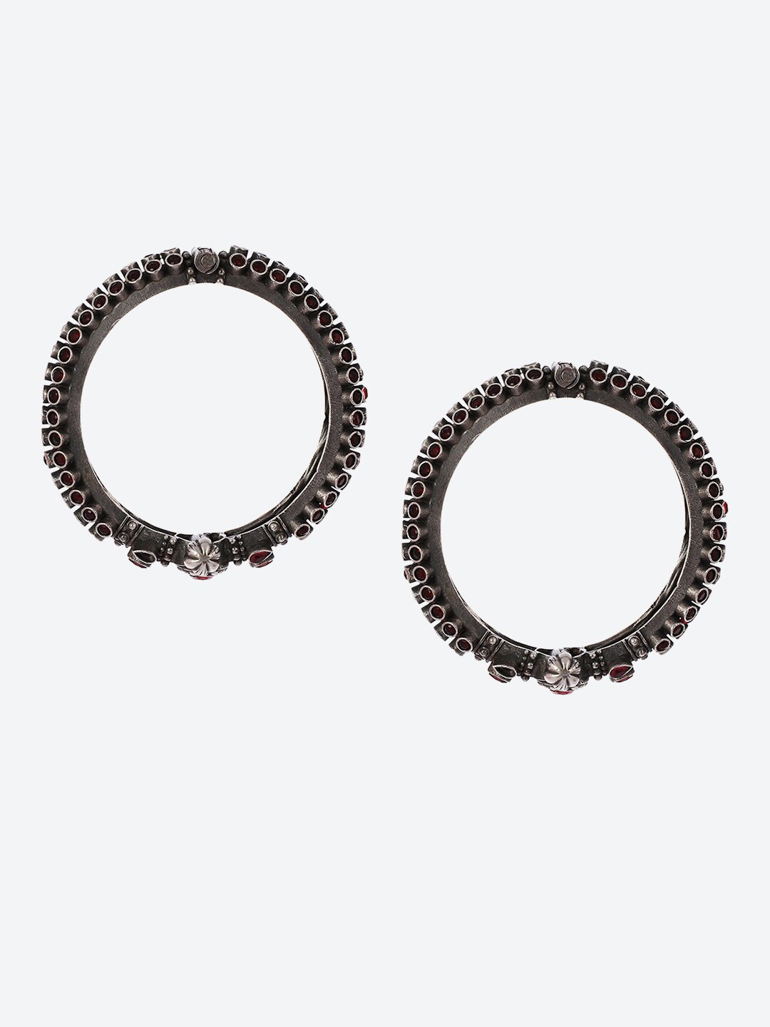 

Biba Set Of 2 Silver Plated Oxidised Stone-Studded Bangles