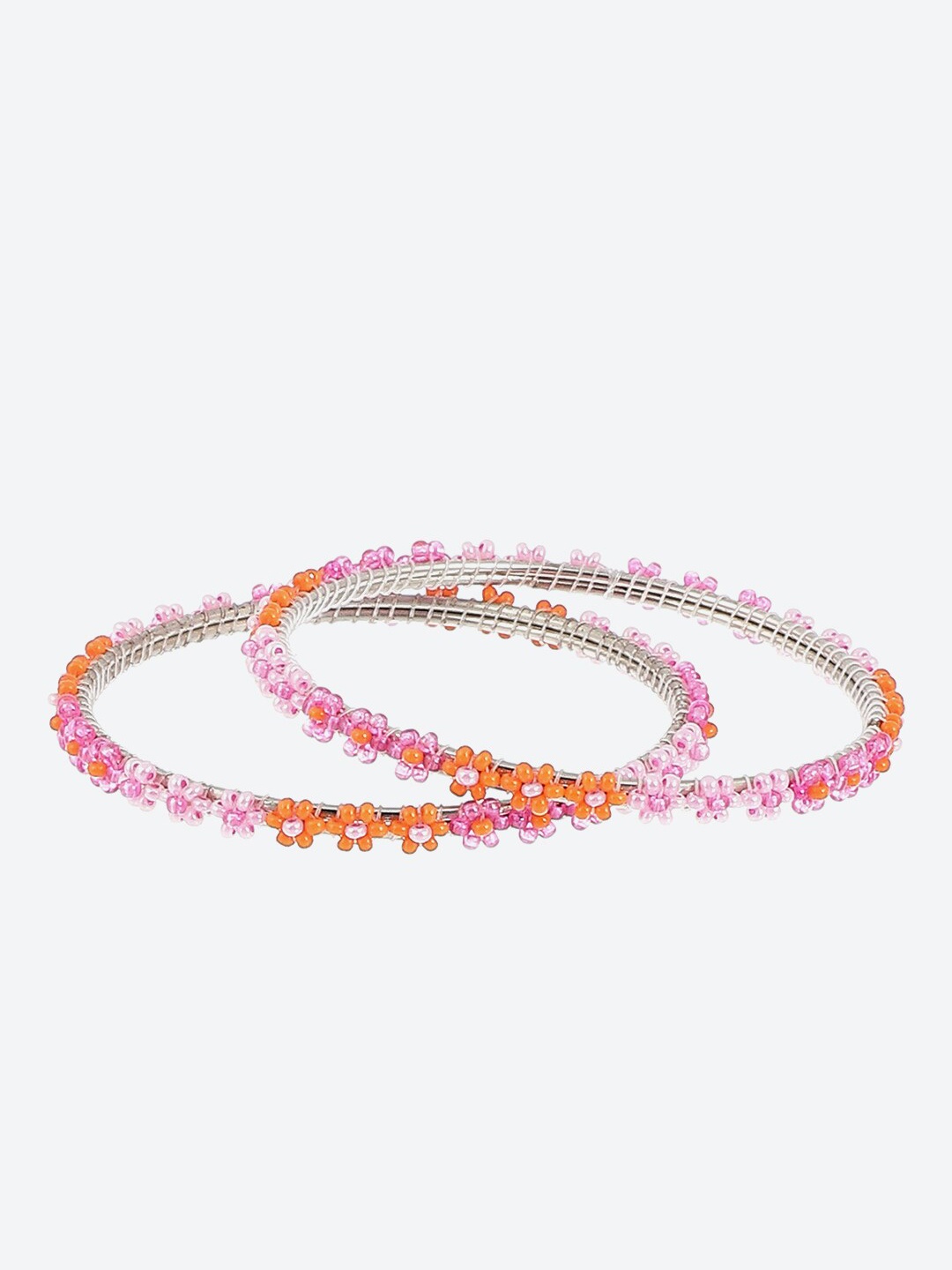 

Biba Set Of 2 Silver Plated Beaded Bangles