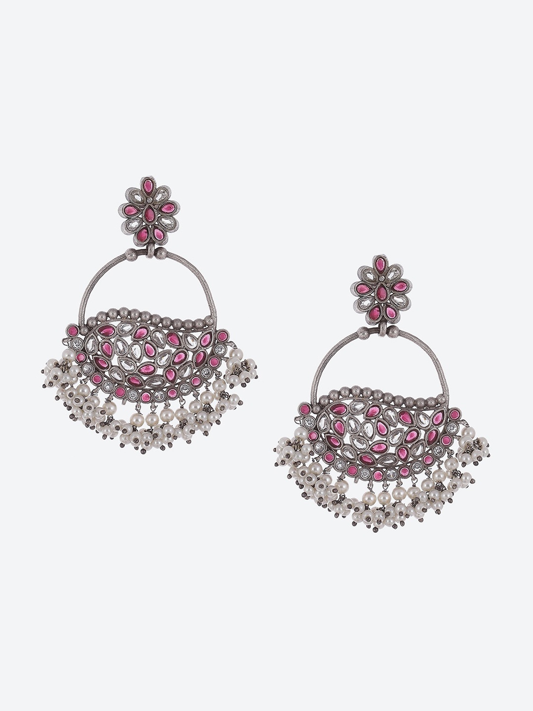 

Biba Silver-Plated Contemporary Chandbalis Earrings