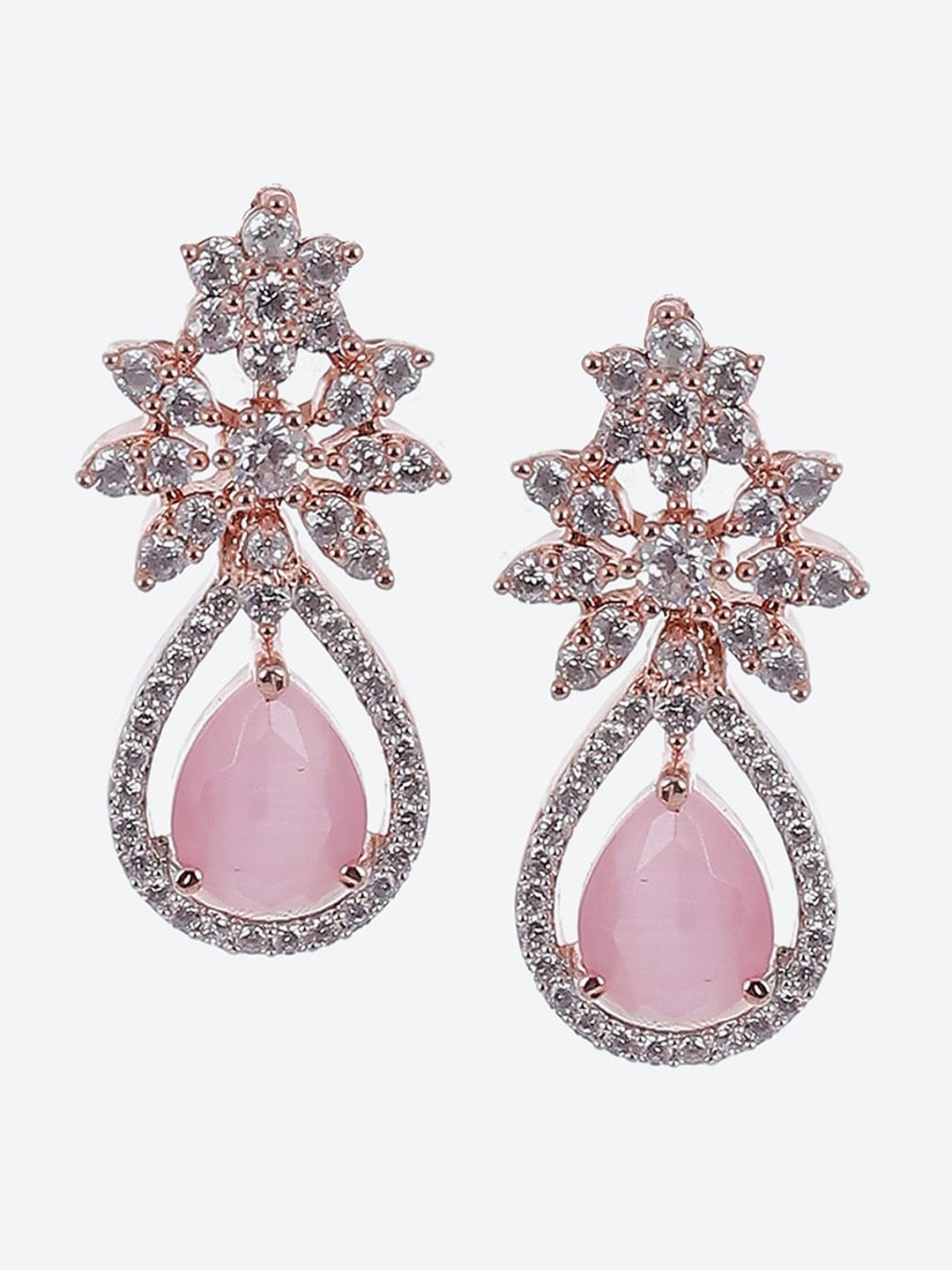 

Biba Rose Gold Plated Contemporary Stone Studded Drop Earrings