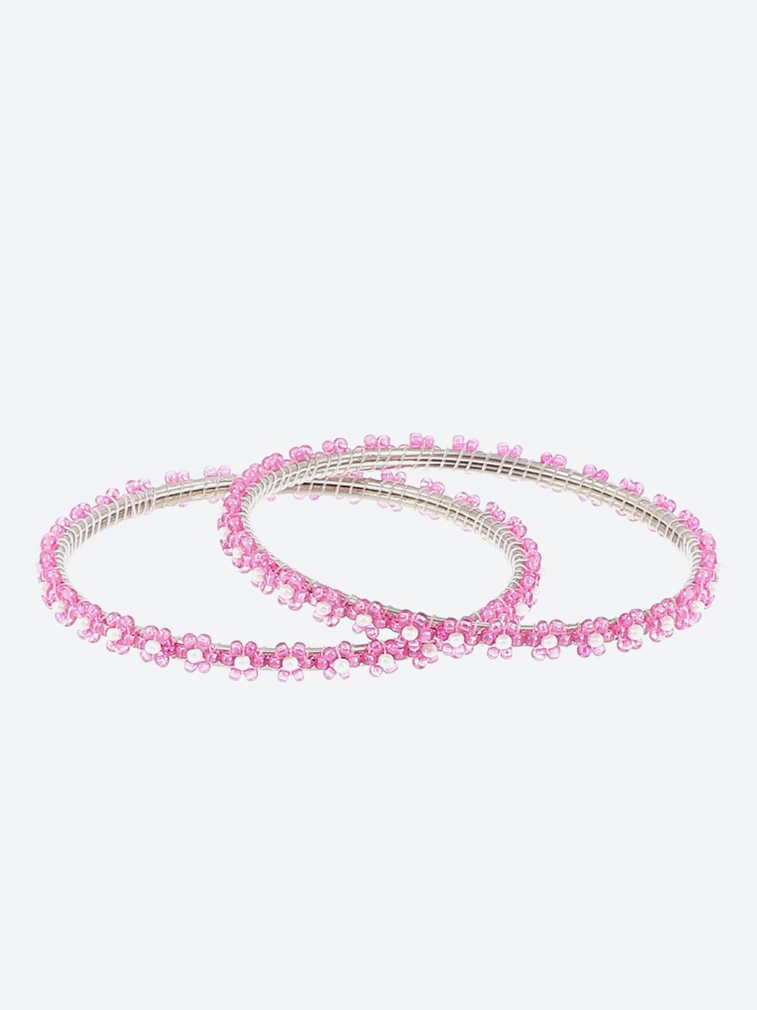 

Biba Set Of 2 Silver Plated Beaded Bangles
