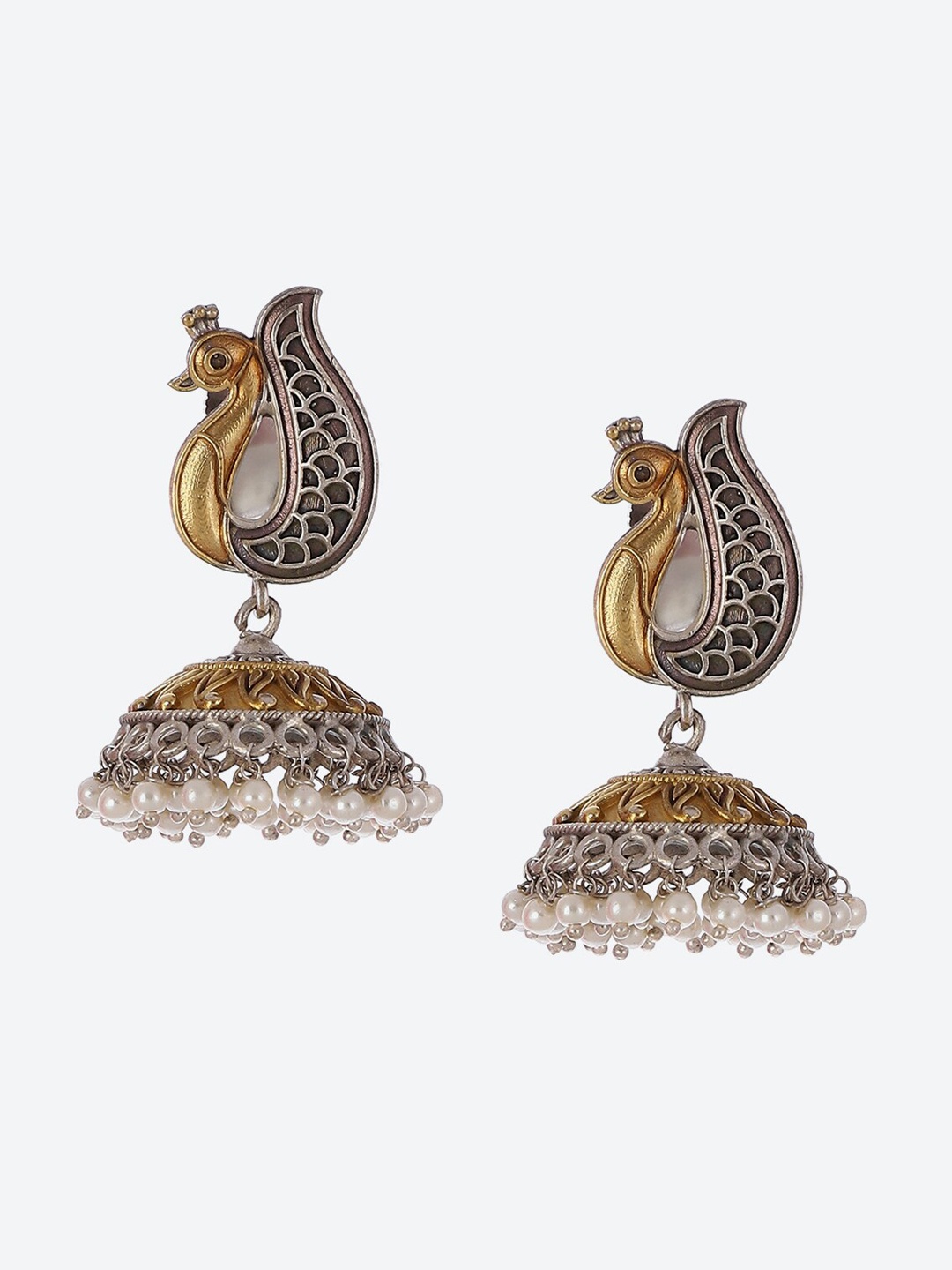 

Biba Contemporary Jhumkas Earrings, Silver