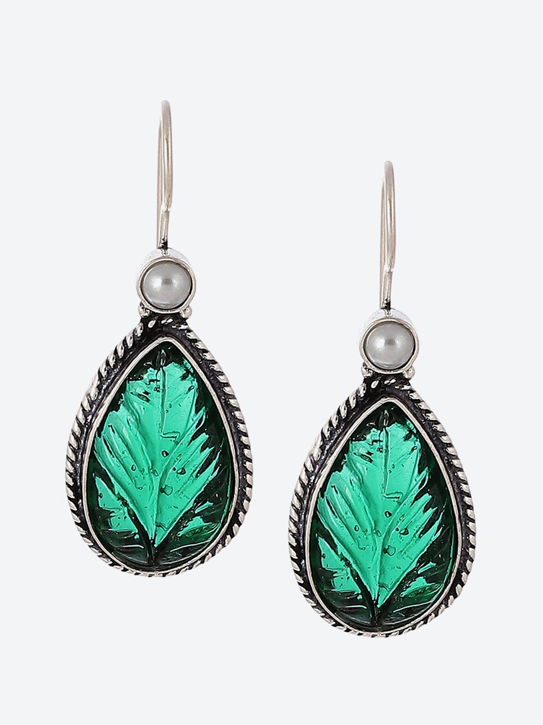 

Biba Oxidised Contemporary Drop Earrings, Green