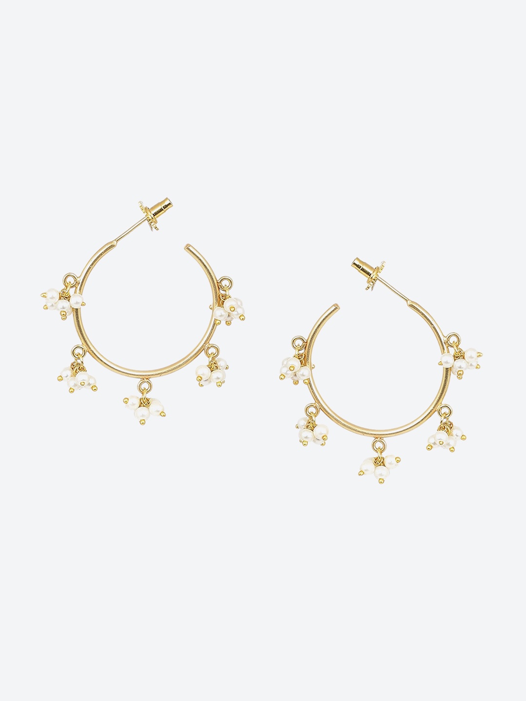 

Biba Gold-Plated Beaded Contemporary Half Hoop Earrings