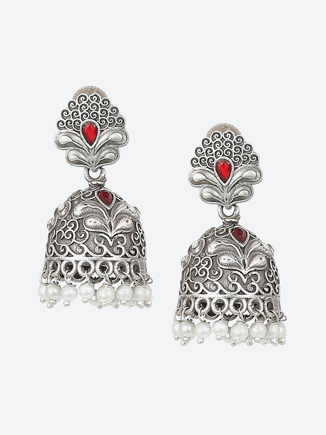 

Biba Silver Plated Dome Shaped Oxidised Jhumkas