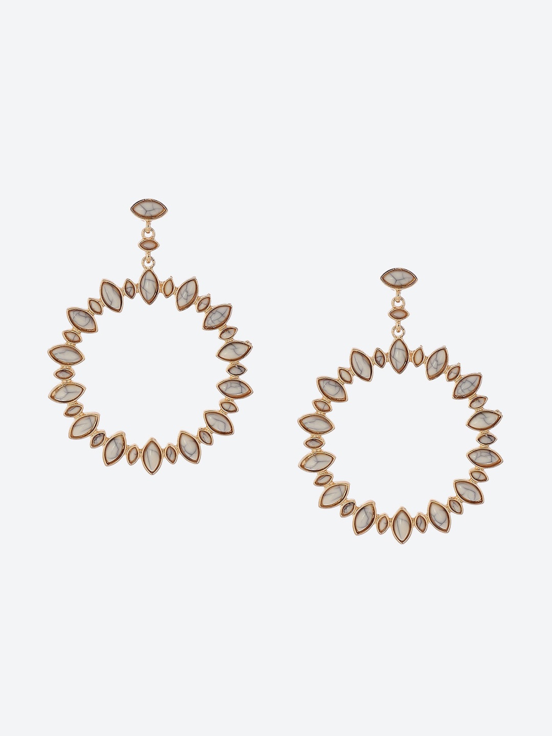 

Biba Gold Plated Circular Stone Studded Drop Earrings