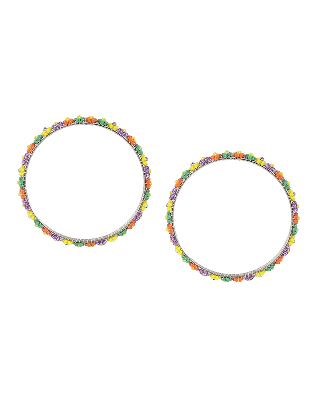 

Biba Set Of 2 Silver Plated Stone Studded & Beaded Bangles