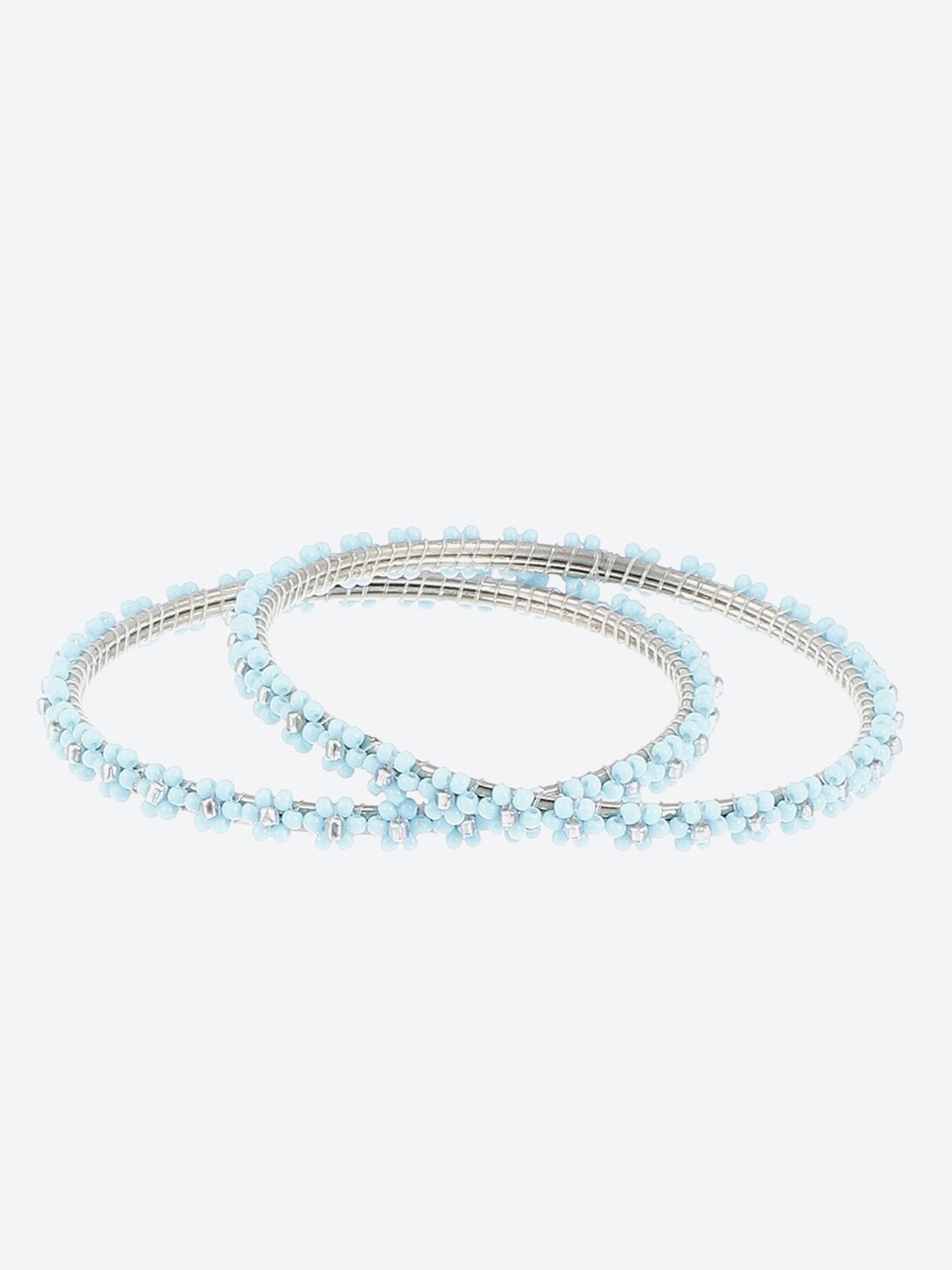 

Biba Set Of 2 Silver Plated Stone Studded & Beaded Bangles
