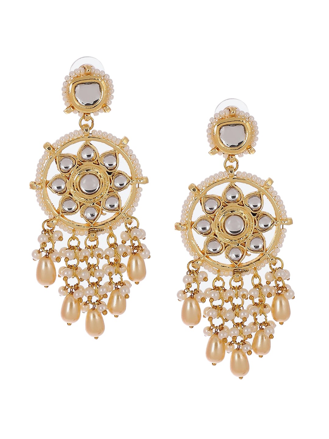 

Biba Gold-Plated Artificial Stones Contemporary Drop Earrings