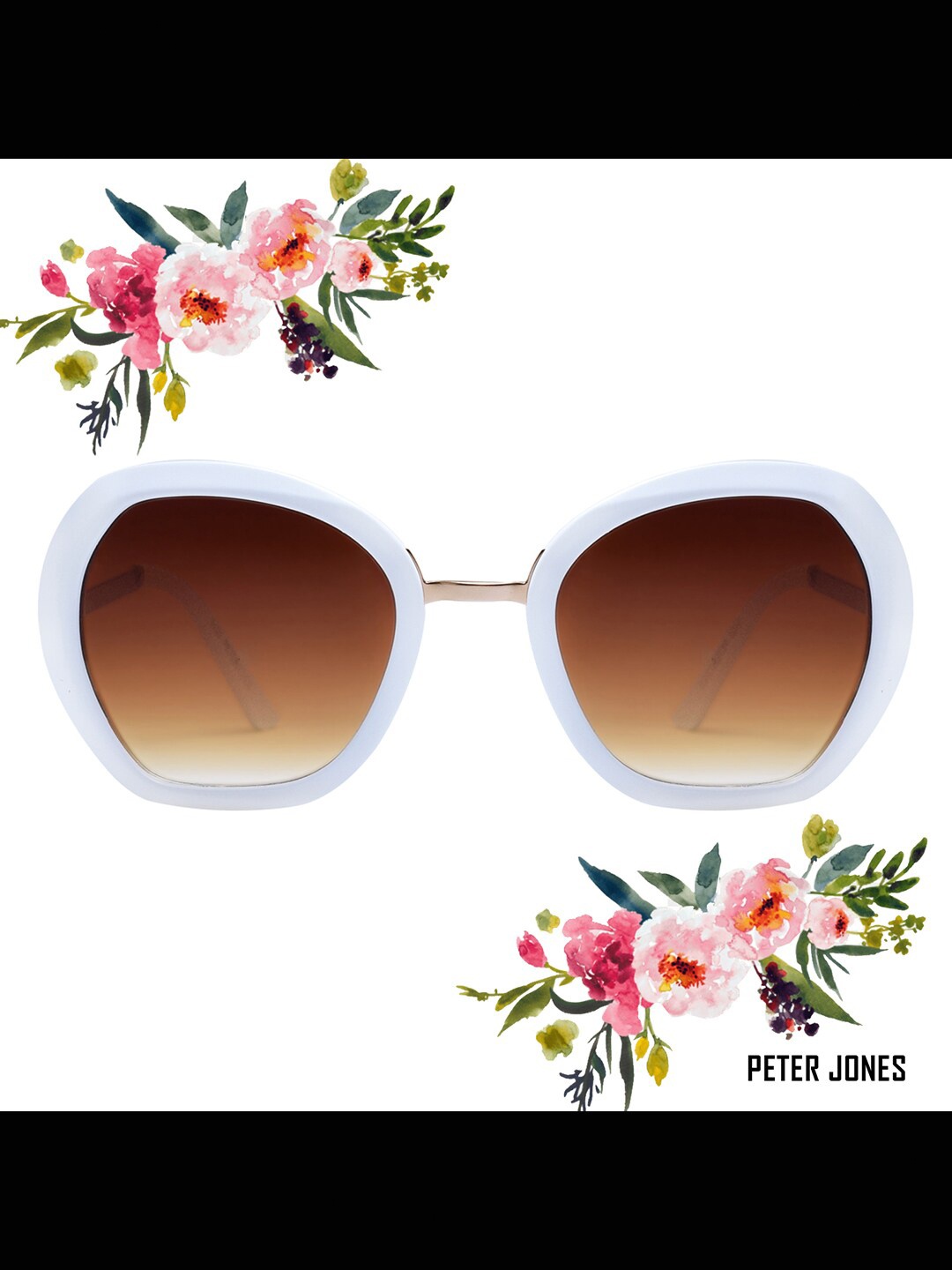 

Peter Jones Eyewear Women Oversized Sunglasses With Polarised And UV Protected Lens RD020W, White