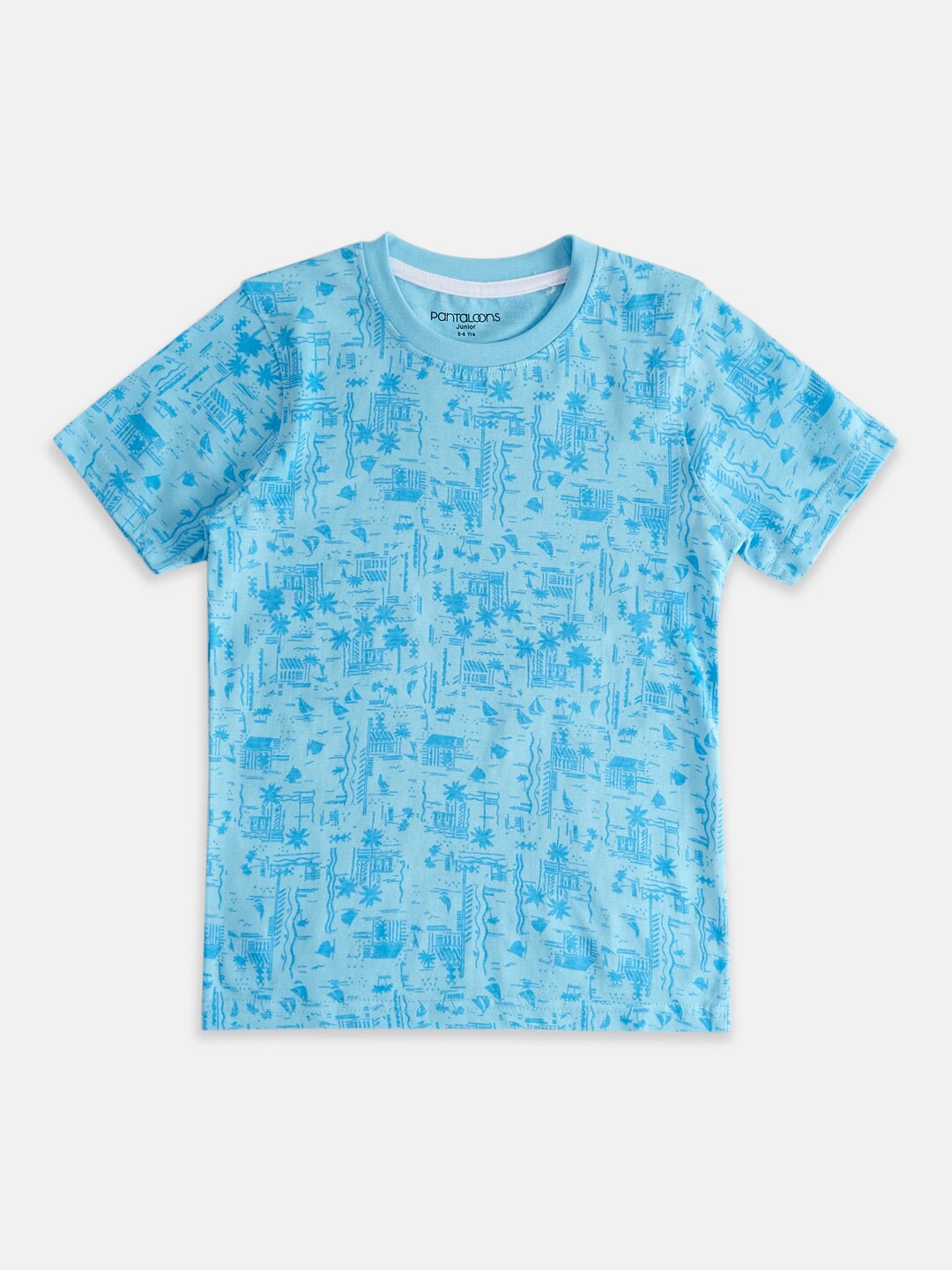 

Pantaloons Junior Boys Conversational Printed Cotton T-shirt, Blue