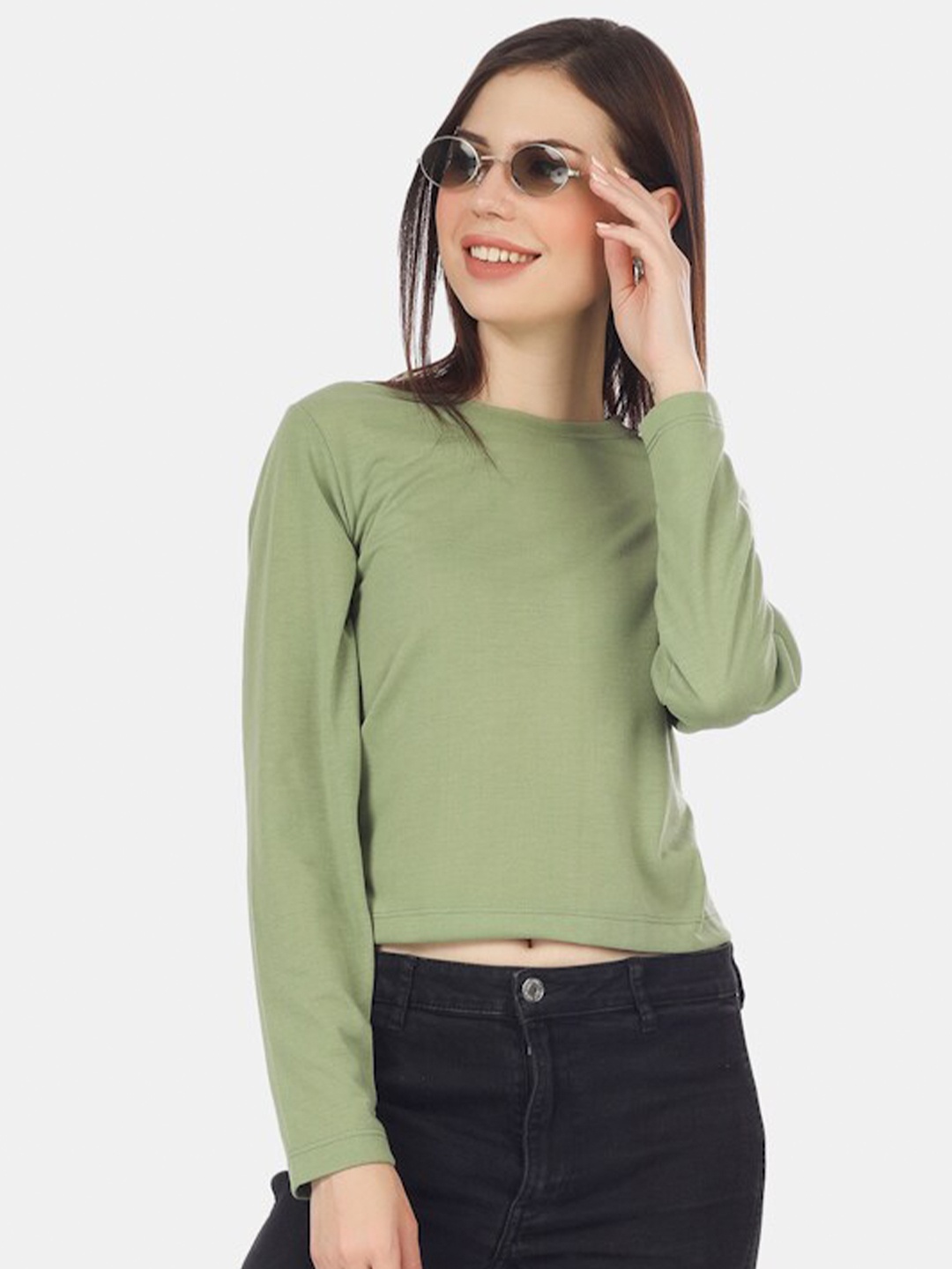 

HILL STREET Pure Cotton Regular Top, Green