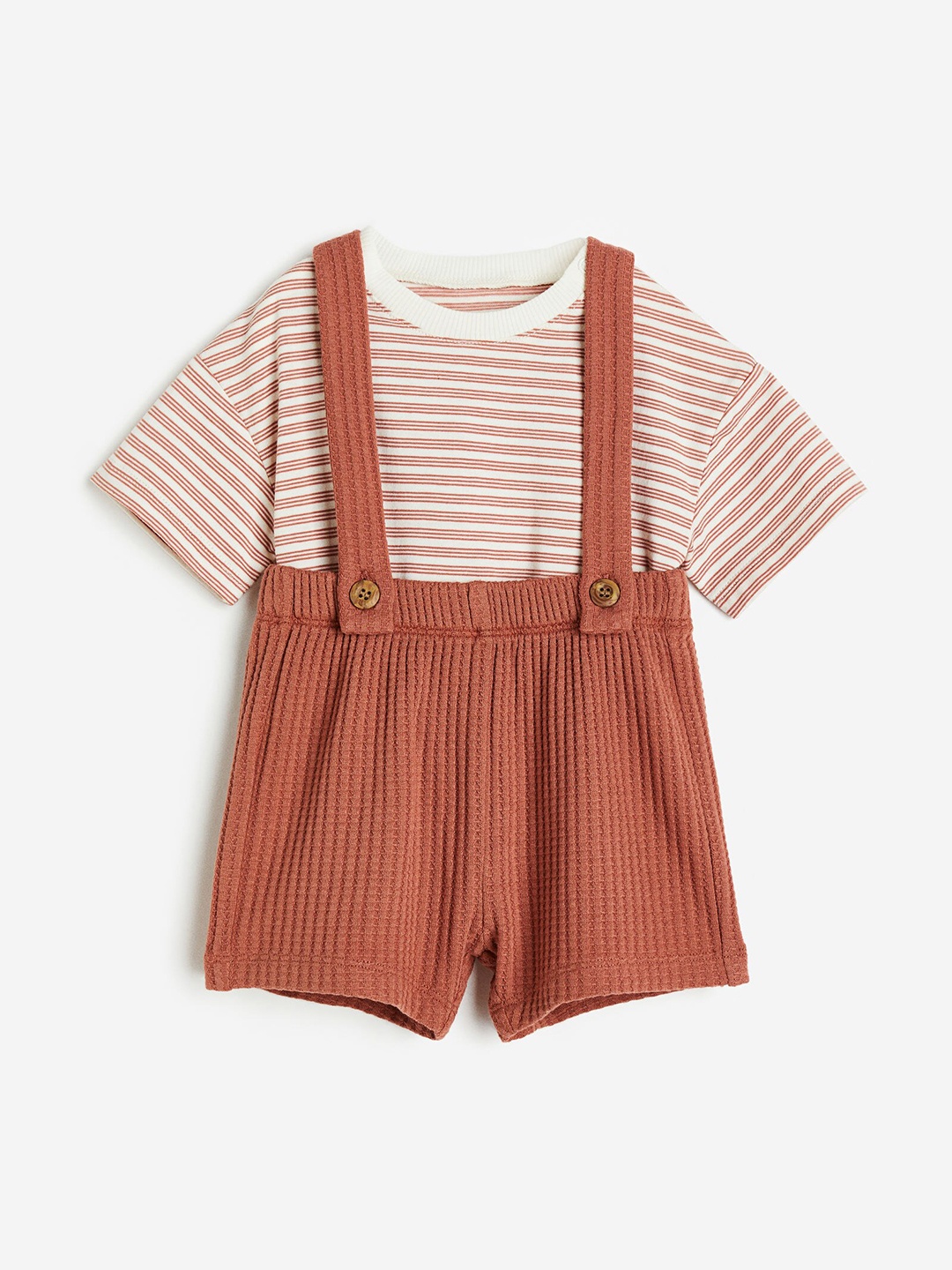 

H&M Boys 2-Piece Dungaree Shorts Set, Rust