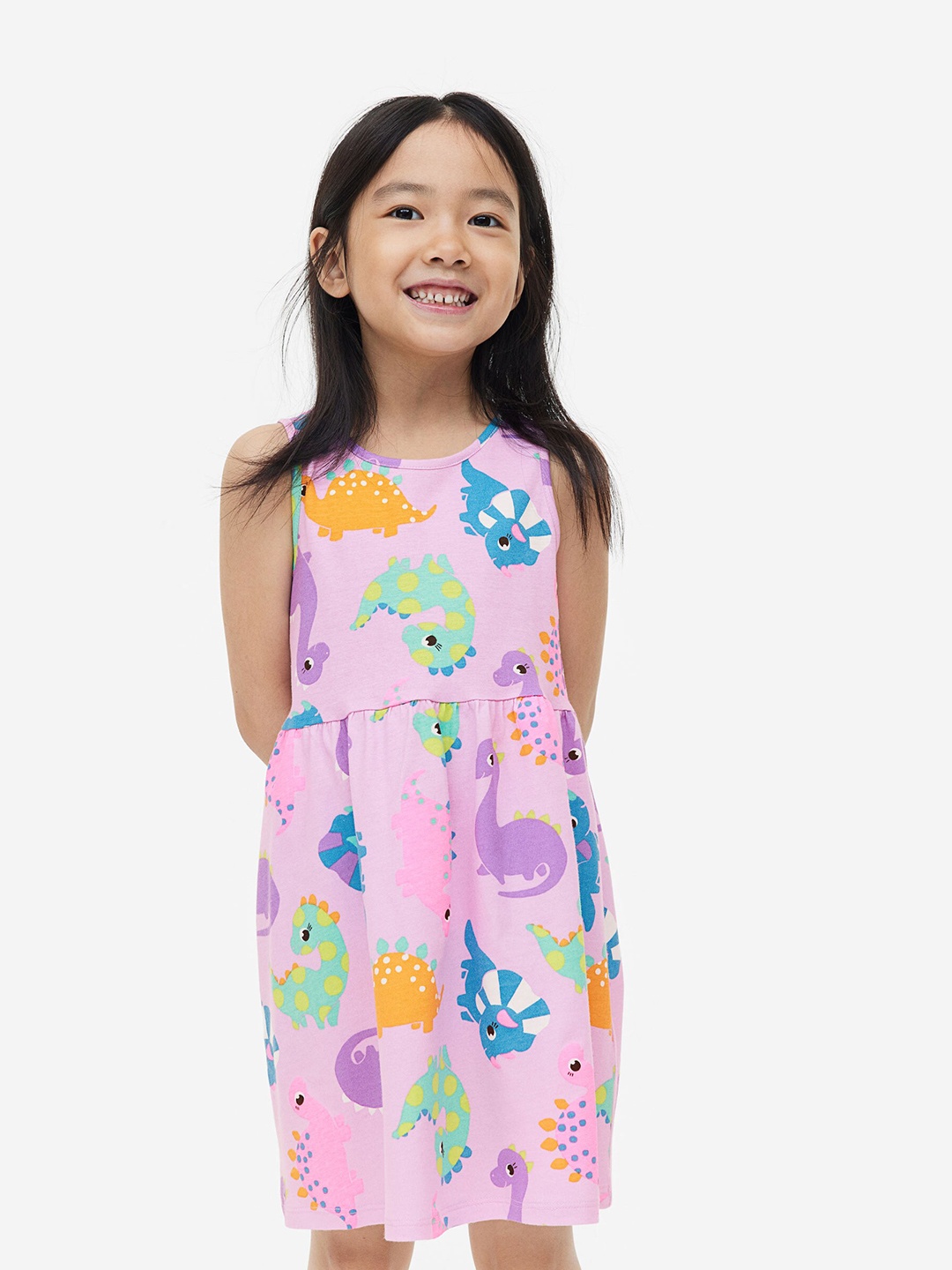 

H&M Girls Patterned Pure Cotton Dress, Pink