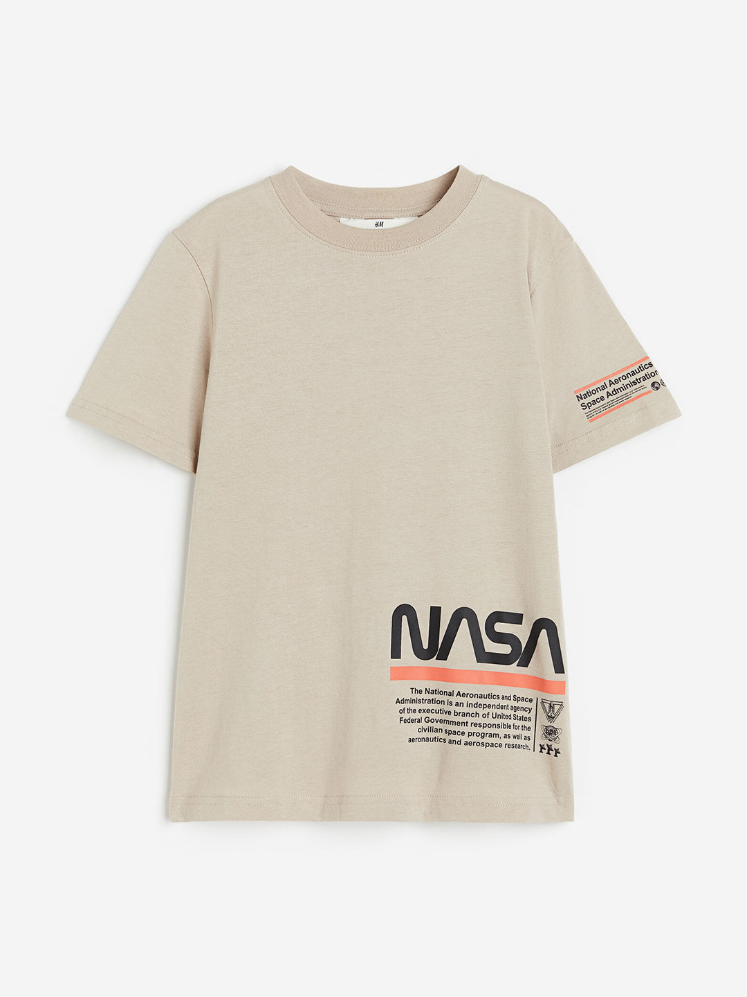 

H&M Boys Printed Pure Cotton T-shirt, Beige