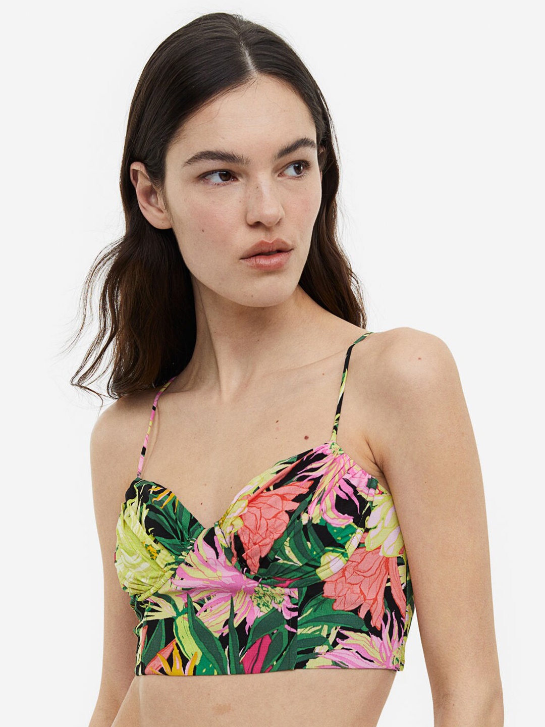 

H&M Crepe Corset Top, Green