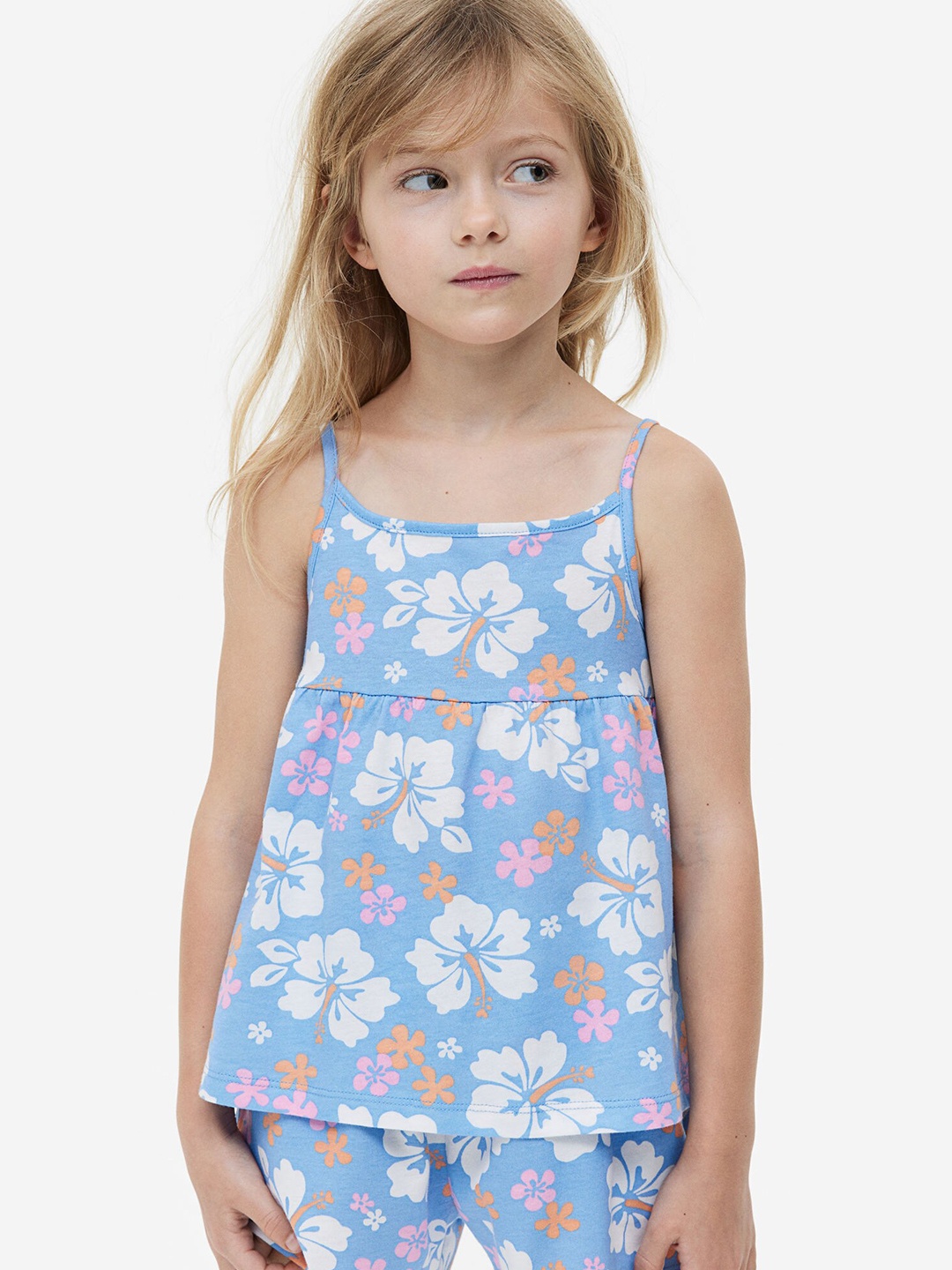 

H&M Girls Pure Cotton Strappy Top, Blue