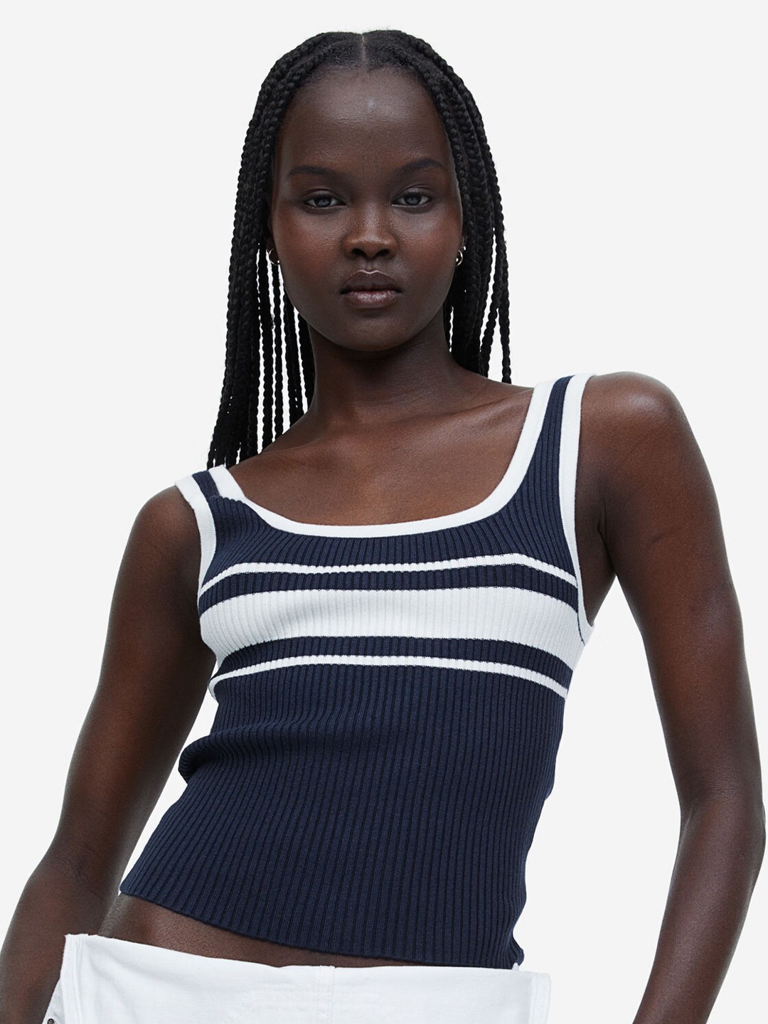 

H&M Rib-Knit Vest Top, Blue