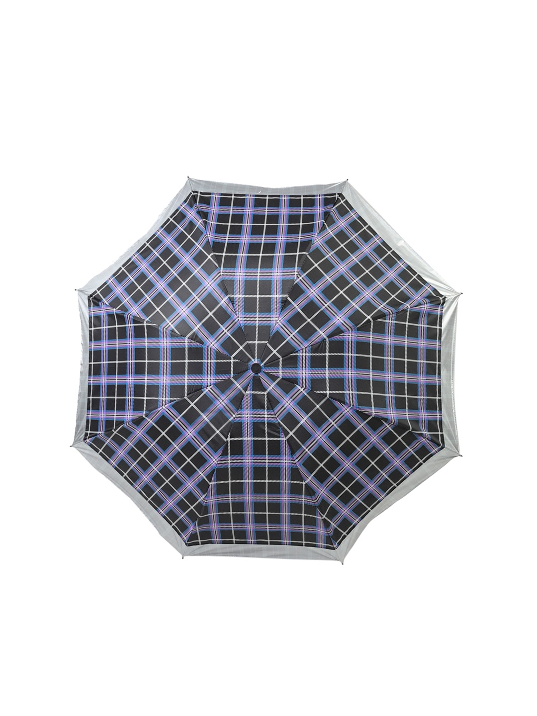 

ELLIS Checked 3-Fold Umbrella With Cover, Navy blue