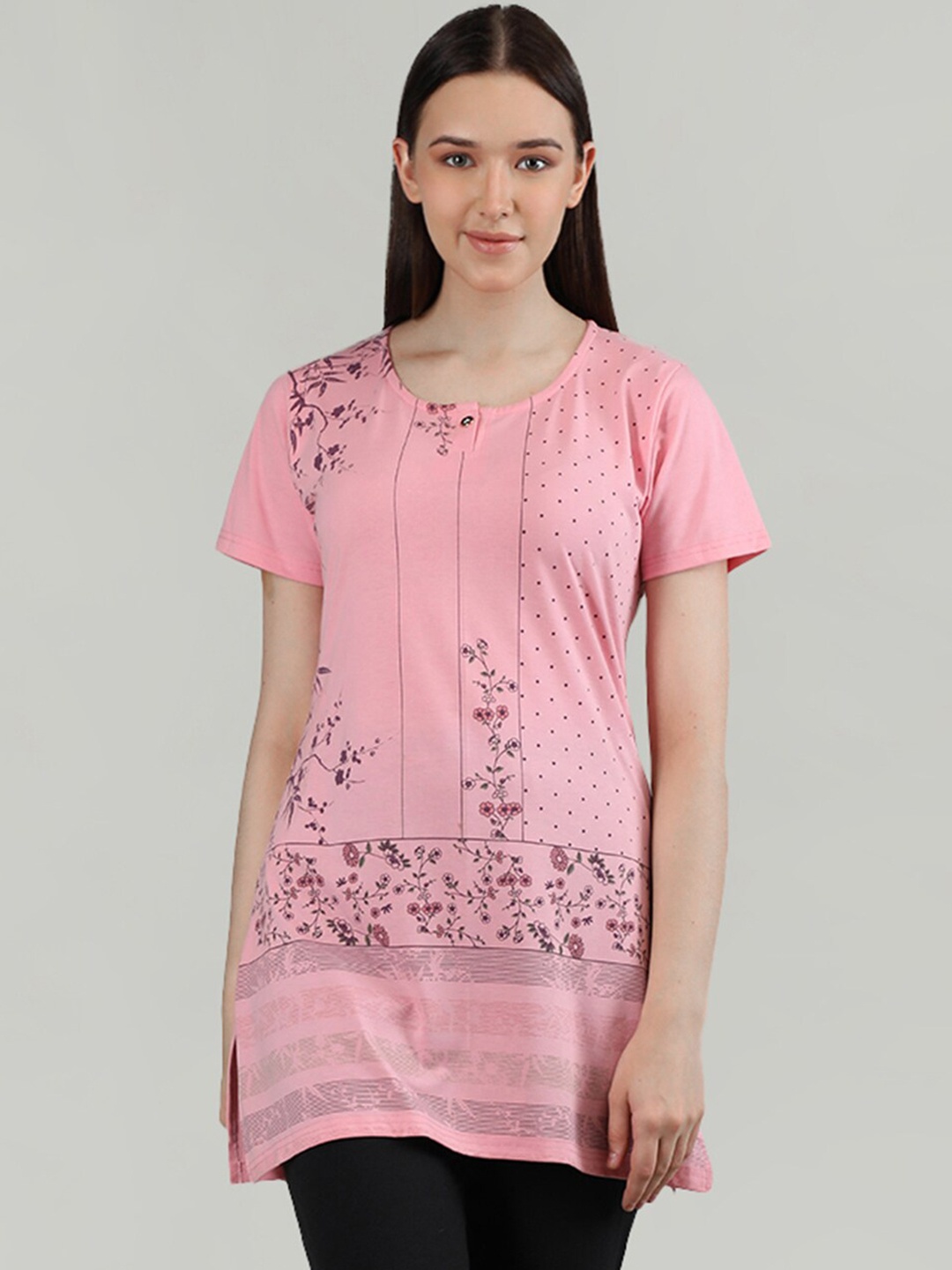 

Duchess Printed Cotton Lounge T-shirt, Pink