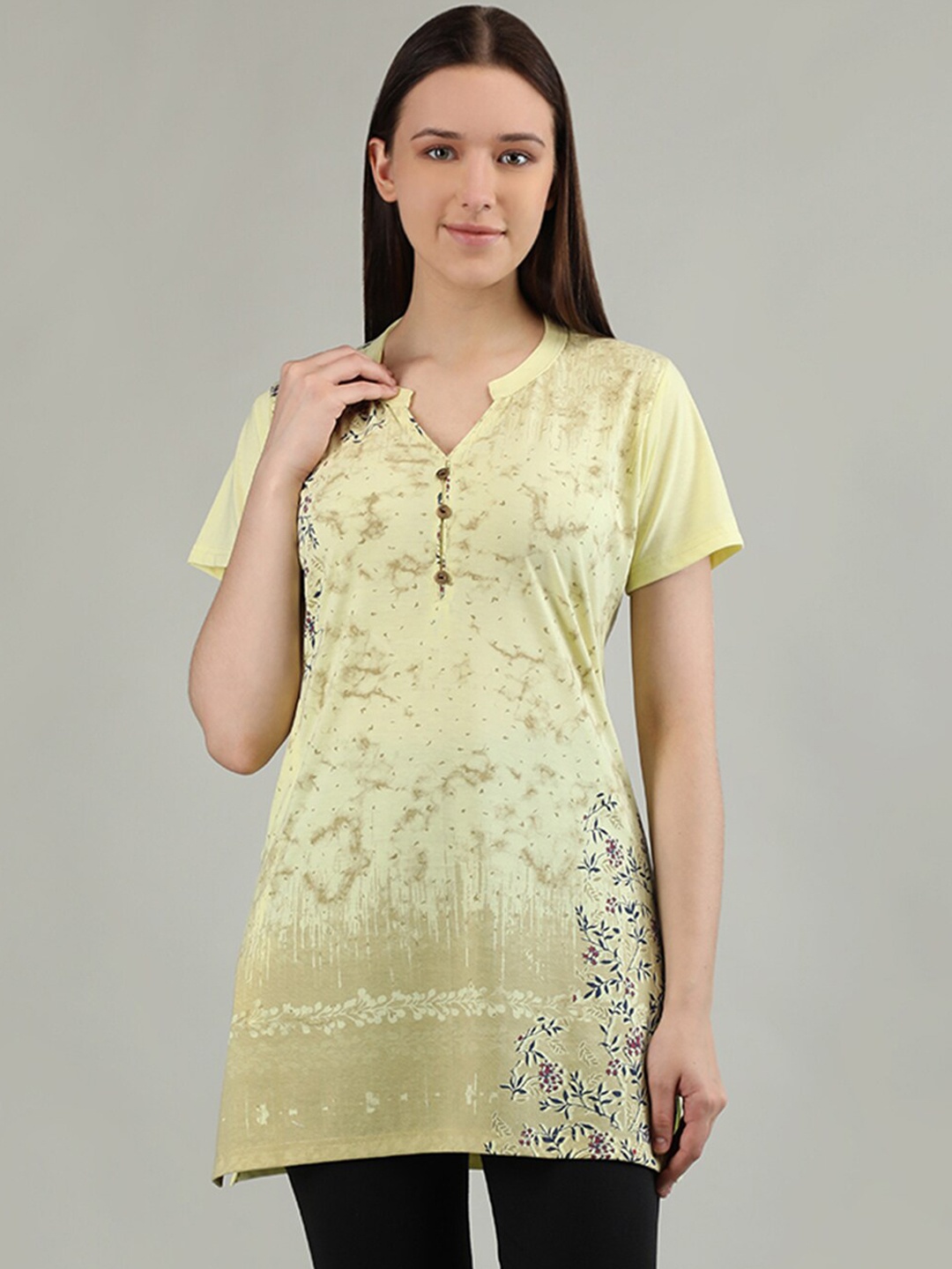 

Duchess Abstract Printed Cotton Lounge T-Shirt, Yellow
