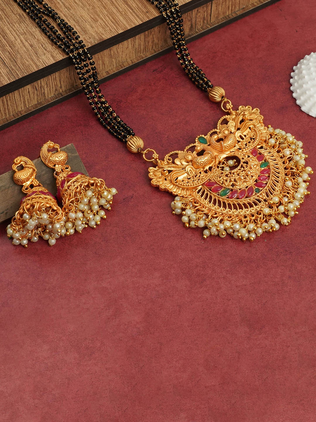 

LAFORWORD Gold-Plated Beaded Jewellery Set