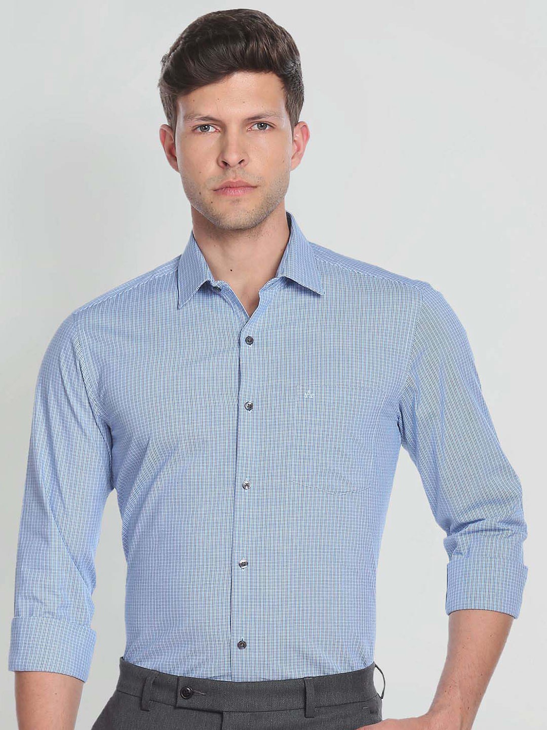 

Arrow Micro Checked Pure Cotton Casual Slim Fit Shirt, Blue